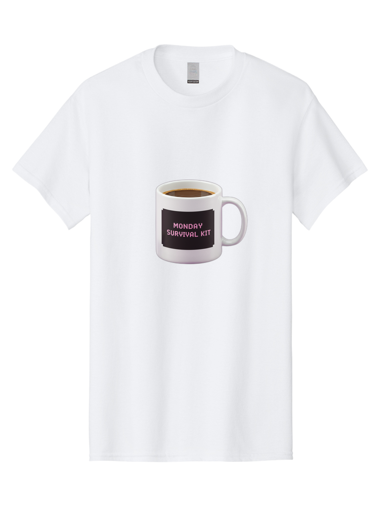 Monday-Survival-Kit-2 Men'S Graphic Tee, 100% Cotton, Comfortable Casual Summer Wear, Machine Washable, Coffee Mug, Monday Motivation, Survival Kit, Morning Coffee, Monday Blues, Funny Mug, Office Humor, Coworker Gift, Coffee Break Bae537