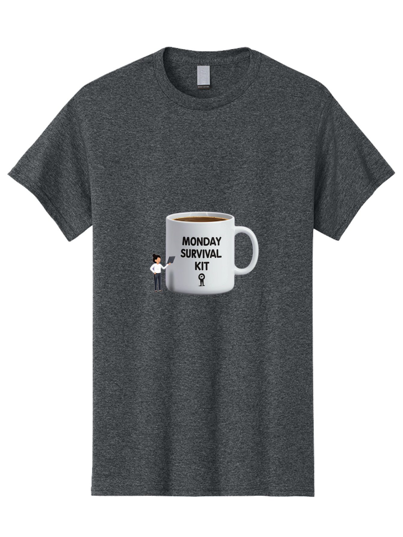 Monday-Survival-Kit Men'S Graphic Tee, 100% Cotton, Comfortable Casual Summer Wear, Machine Washable, Coffee Mug, Monday Motivation, Survival Kit, Morning Coffee, Coffee Break, Motivation, Morning Routine, Funny Coffee Mug, Office Humor, Bae538