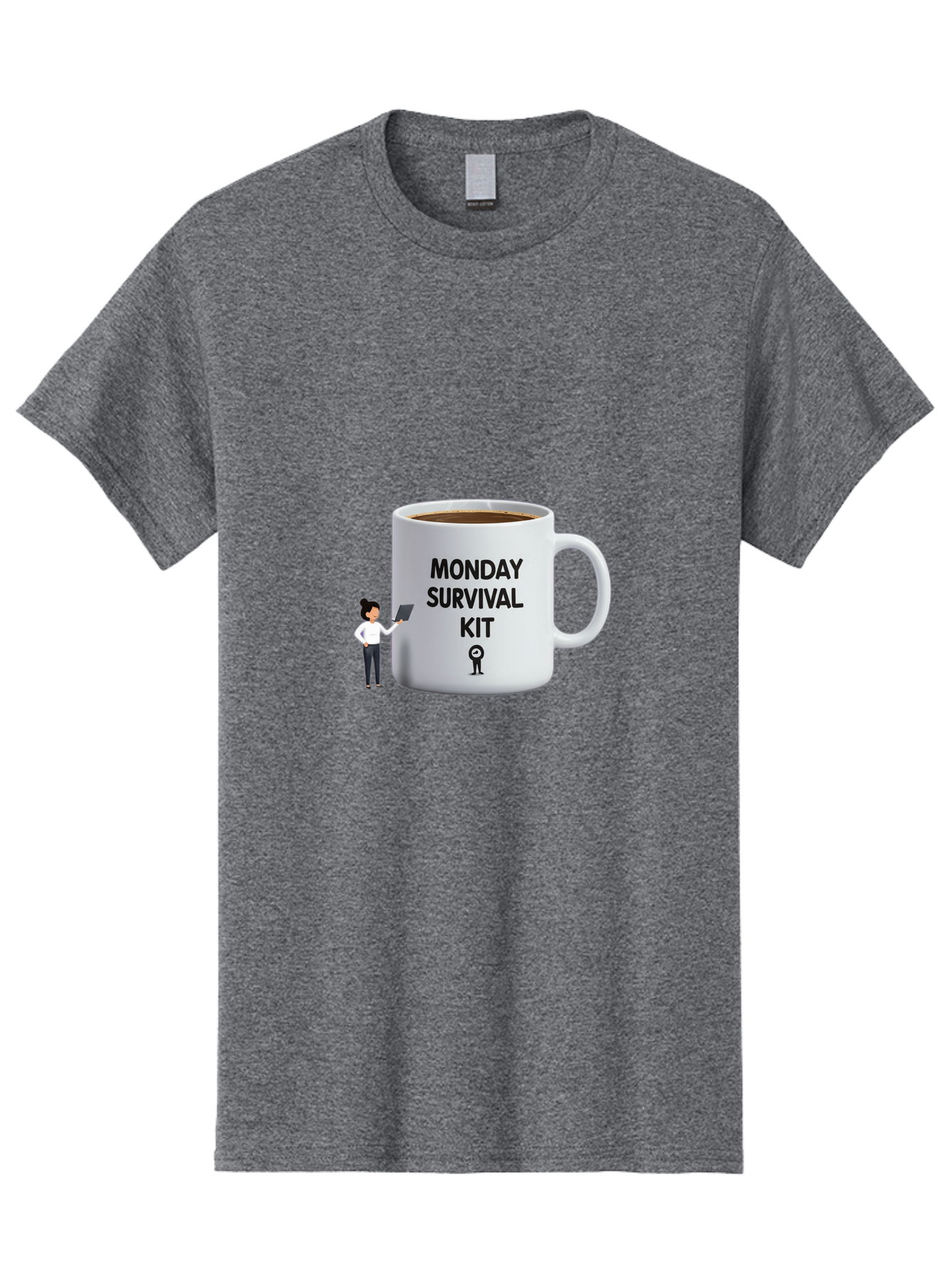 Monday-Survival-Kit Men'S Graphic Tee, 100% Cotton, Comfortable Casual Summer Wear, Machine Washable, Coffee Mug, Monday Motivation, Survival Kit, Morning Coffee, Coffee Break, Motivation, Morning Routine, Funny Coffee Mug, Office Humor, Bae538