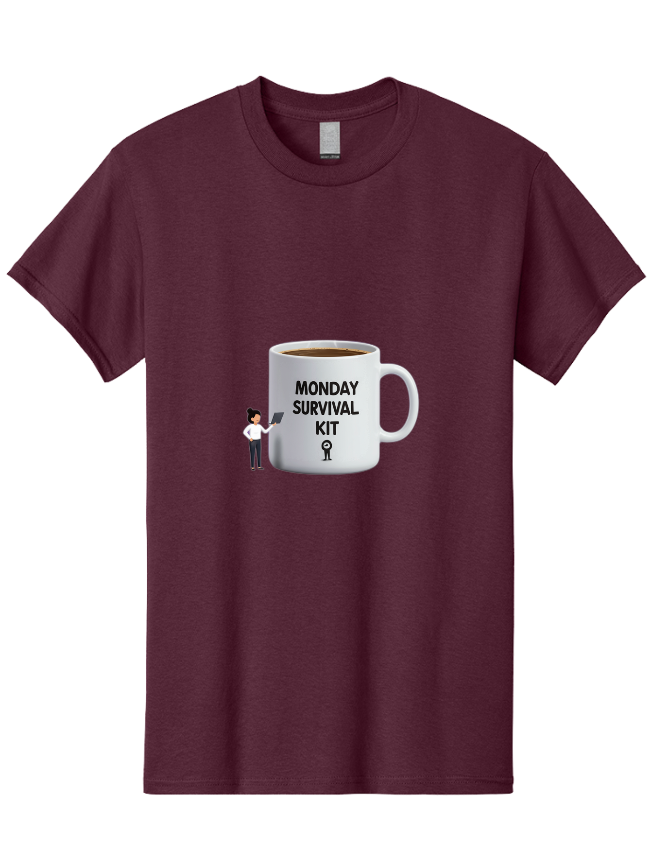 Monday-Survival-Kit Men'S Graphic Tee, 100% Cotton, Comfortable Casual Summer Wear, Machine Washable, Coffee Mug, Monday Motivation, Survival Kit, Morning Coffee, Coffee Break, Motivation, Morning Routine, Funny Coffee Mug, Office Humor, Bae538