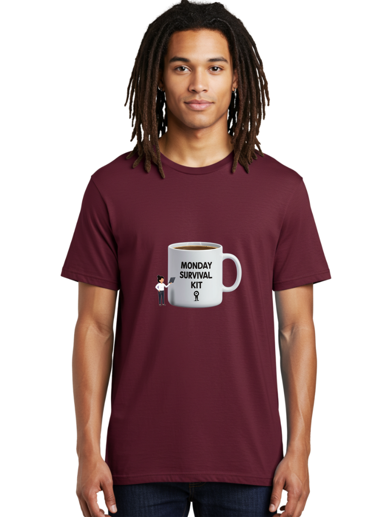Monday-Survival-Kit Men'S Graphic Tee, 100% Cotton, Comfortable Casual Summer Wear, Machine Washable, Coffee Mug, Monday Motivation, Survival Kit, Morning Coffee, Coffee Break, Motivation, Morning Routine, Funny Coffee Mug, Office Humor, Bae538