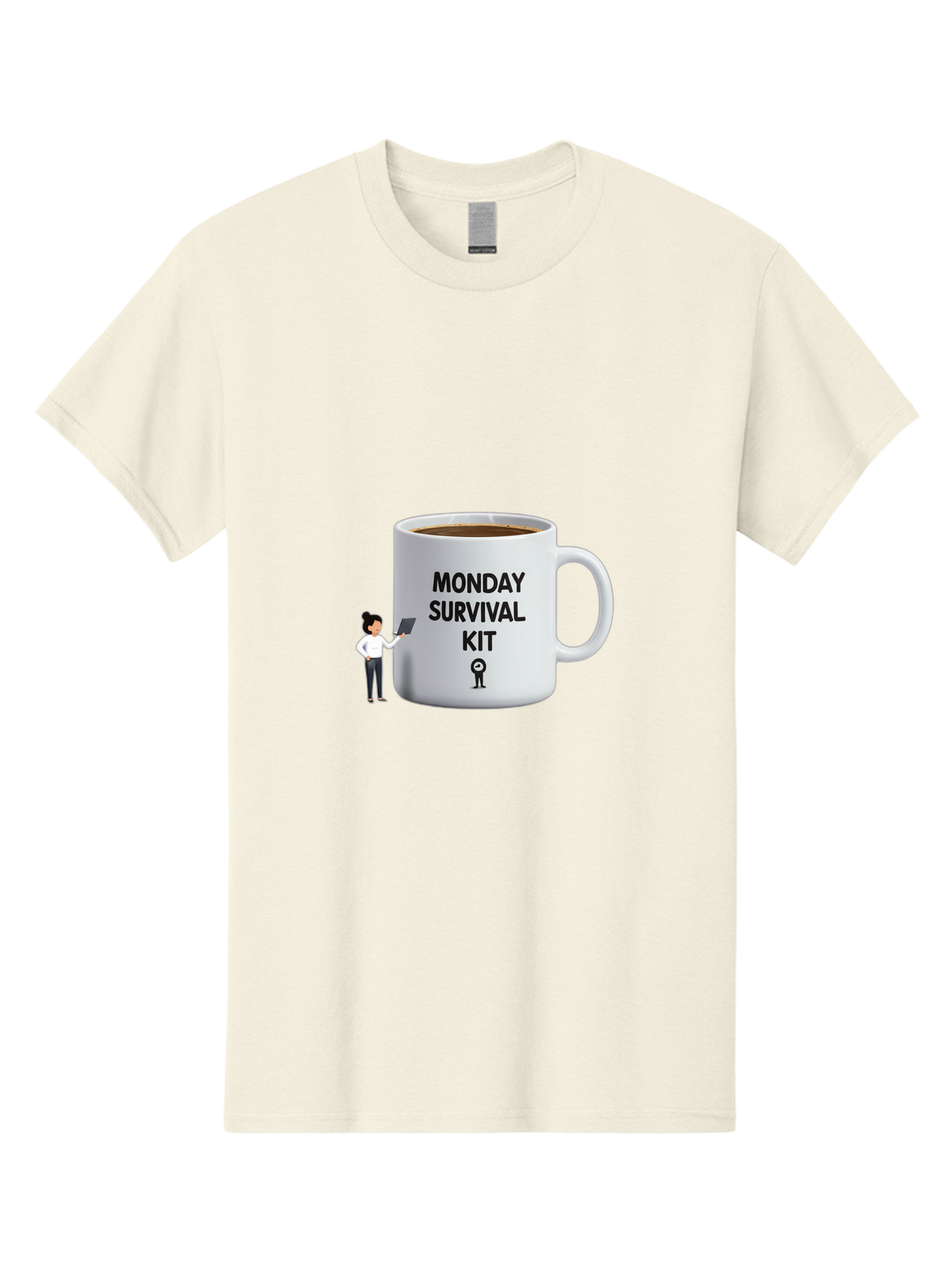 Monday-Survival-Kit Men'S Graphic Tee, 100% Cotton, Comfortable Casual Summer Wear, Machine Washable, Coffee Mug, Monday Motivation, Survival Kit, Morning Coffee, Coffee Break, Motivation, Morning Routine, Funny Coffee Mug, Office Humor, Bae538