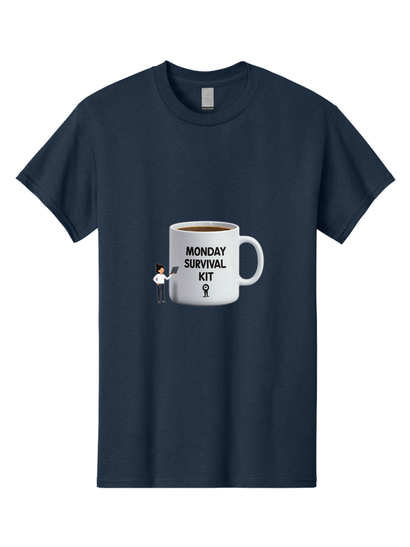 Monday-Survival-Kit Men'S Graphic Tee, 100% Cotton, Comfortable Casual Summer Wear, Machine Washable, Coffee Mug, Monday Motivation, Survival Kit, Morning Coffee, Coffee Break, Motivation, Morning Routine, Funny Coffee Mug, Office Humor, Bae538