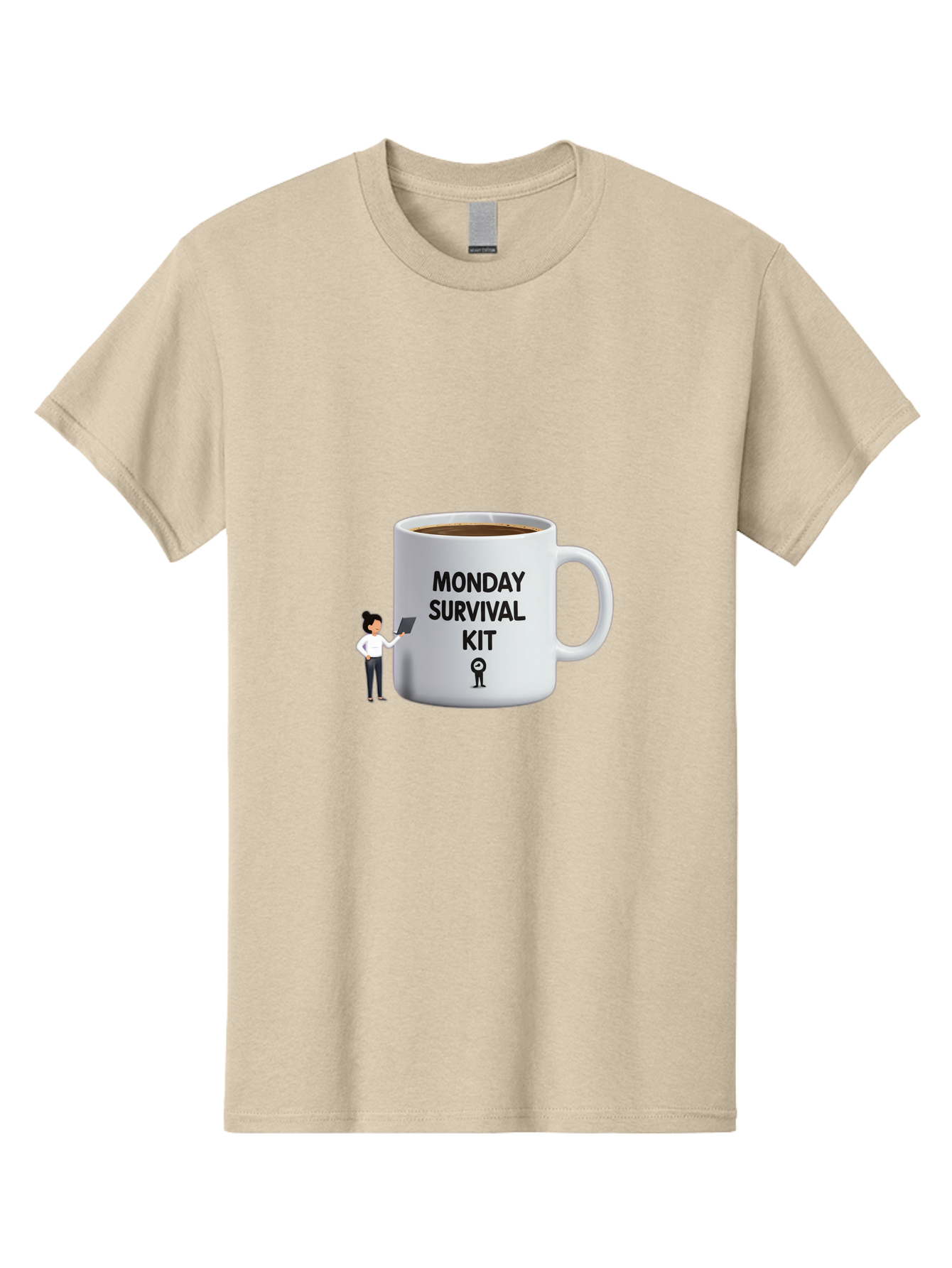 Monday-Survival-Kit Men'S Graphic Tee, 100% Cotton, Comfortable Casual Summer Wear, Machine Washable, Coffee Mug, Monday Motivation, Survival Kit, Morning Coffee, Coffee Break, Motivation, Morning Routine, Funny Coffee Mug, Office Humor, Bae538
