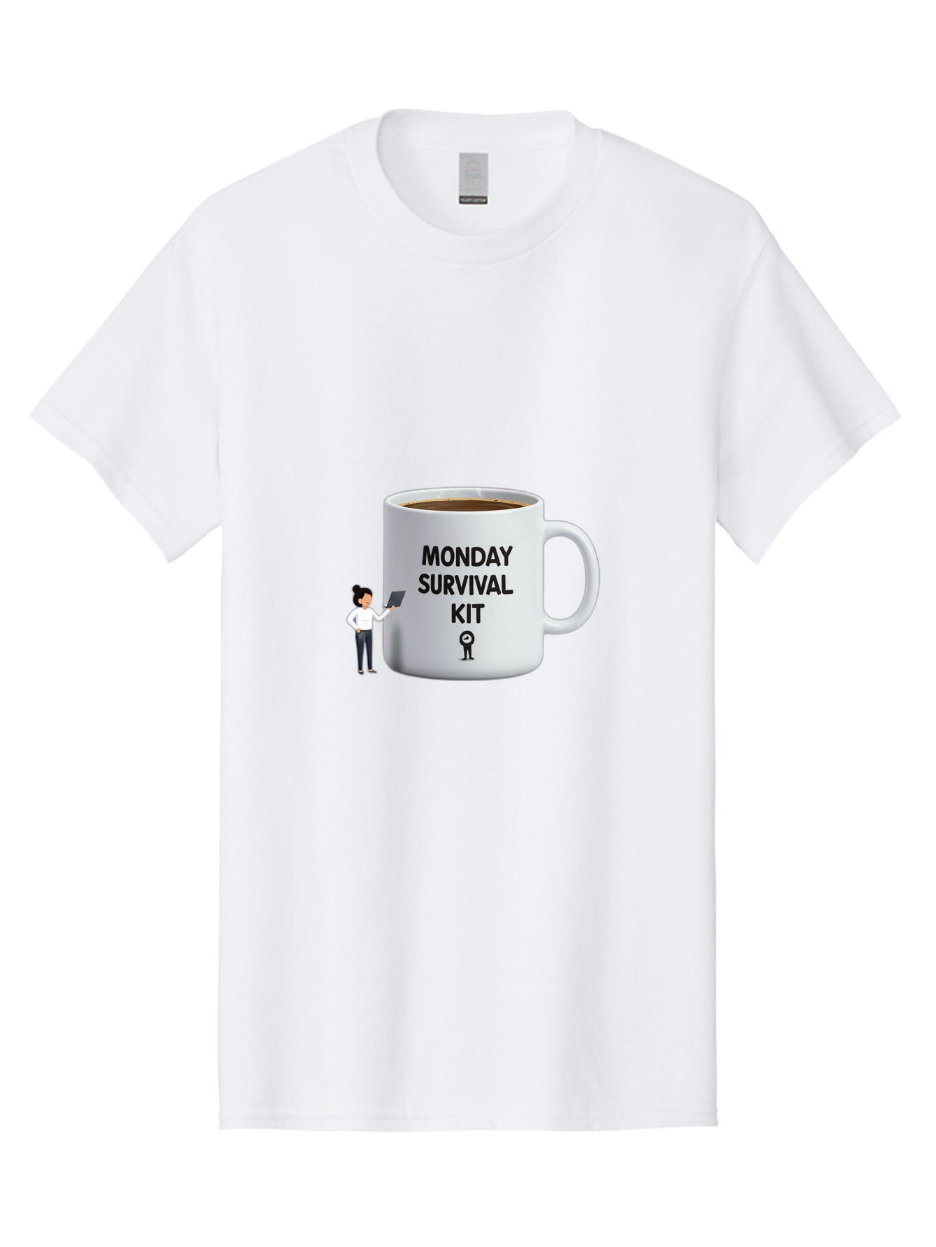 Monday-Survival-Kit Men'S Graphic Tee, 100% Cotton, Comfortable Casual Summer Wear, Machine Washable, Coffee Mug, Monday Motivation, Survival Kit, Morning Coffee, Coffee Break, Motivation, Morning Routine, Funny Coffee Mug, Office Humor, Bae538