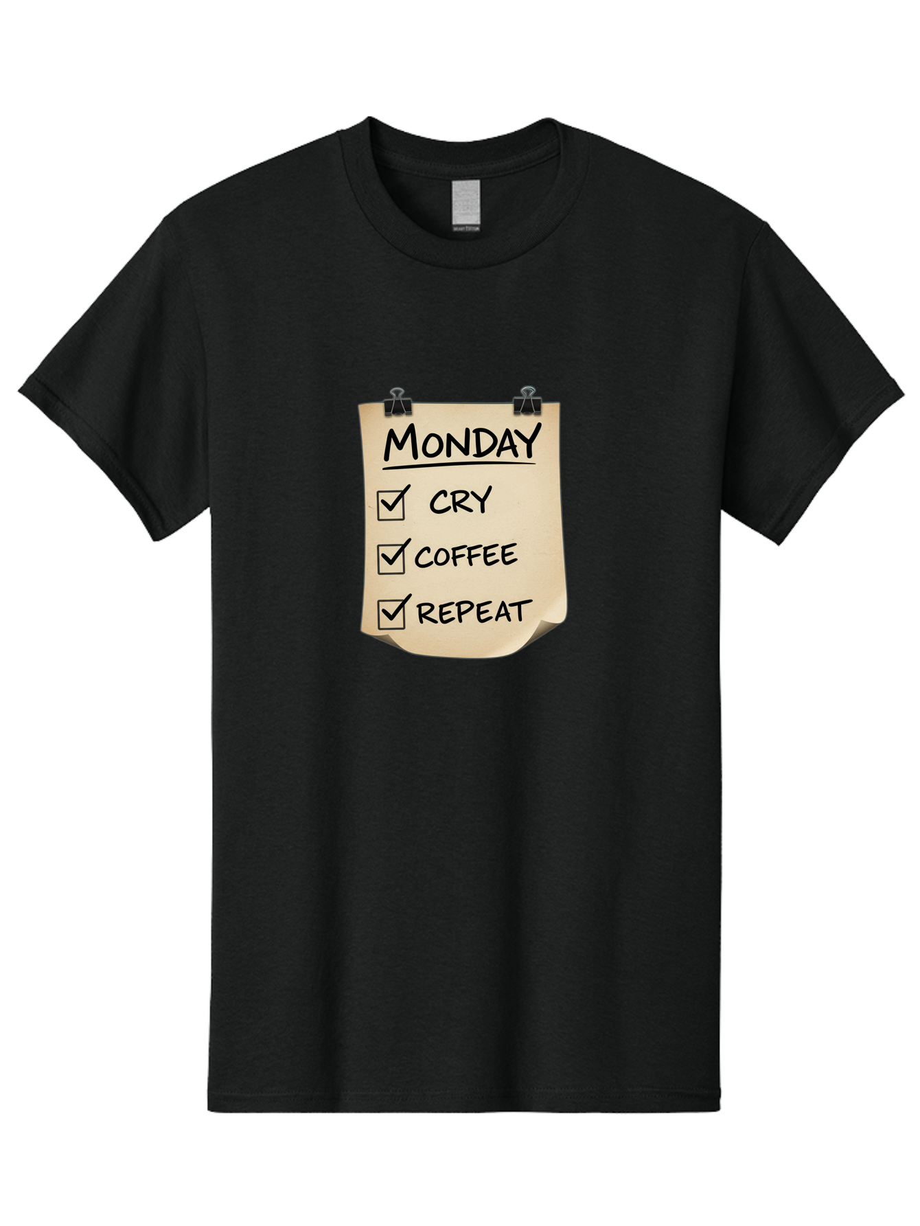 Monday-To-Do-List-1 Men'S Graphic Tee, 100% Cotton, Comfortable Casual Summer Wear, Machine Washable, Monday Motivation, Funny To-Do List, Humor, Coffee Lover, Cry Coffee Repeat, Monday Blues, Motivational Quote, Monday Humor Bae539