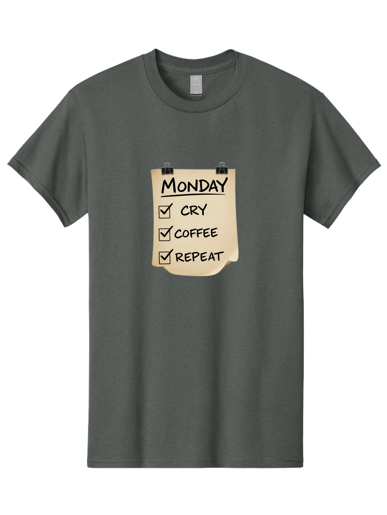 Monday-To-Do-List-1 Men'S Graphic Tee, 100% Cotton, Comfortable Casual Summer Wear, Machine Washable, Monday Motivation, Funny To-Do List, Humor, Coffee Lover, Cry Coffee Repeat, Monday Blues, Motivational Quote, Monday Humor Bae539