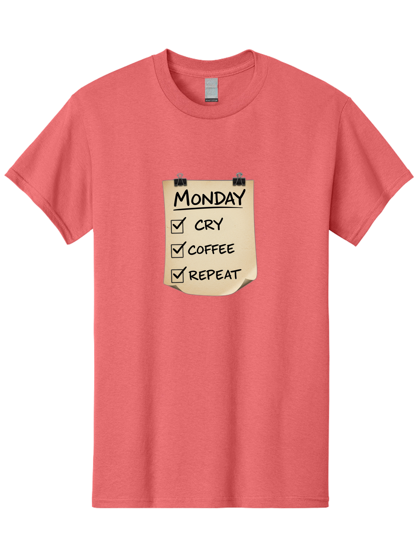 Monday-To-Do-List-1 Men'S Graphic Tee, 100% Cotton, Comfortable Casual Summer Wear, Machine Washable, Monday Motivation, Funny To-Do List, Humor, Coffee Lover, Cry Coffee Repeat, Monday Blues, Motivational Quote, Monday Humor Bae539