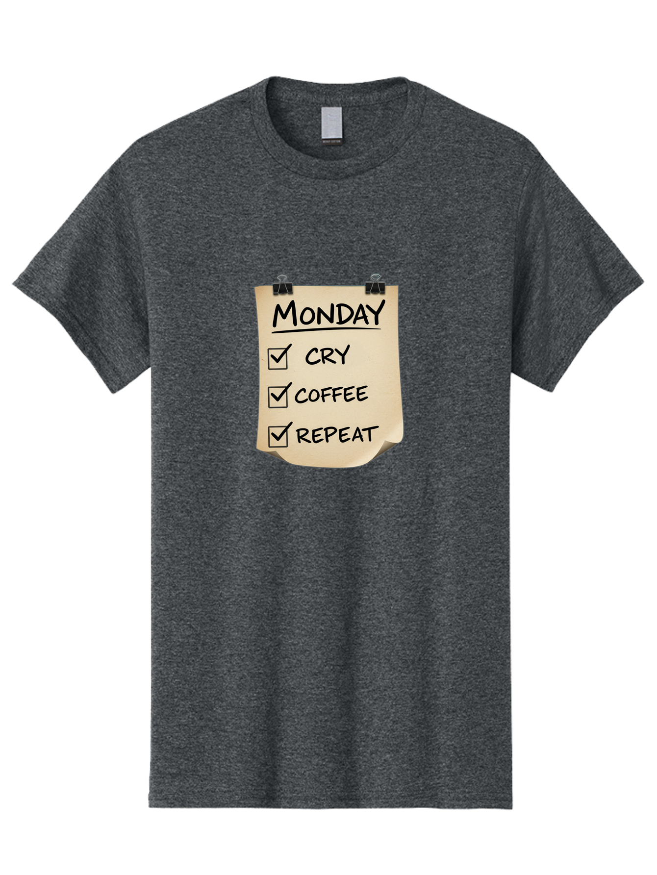 Monday-To-Do-List-1 Men'S Graphic Tee, 100% Cotton, Comfortable Casual Summer Wear, Machine Washable, Monday Motivation, Funny To-Do List, Humor, Coffee Lover, Cry Coffee Repeat, Monday Blues, Motivational Quote, Monday Humor Bae539