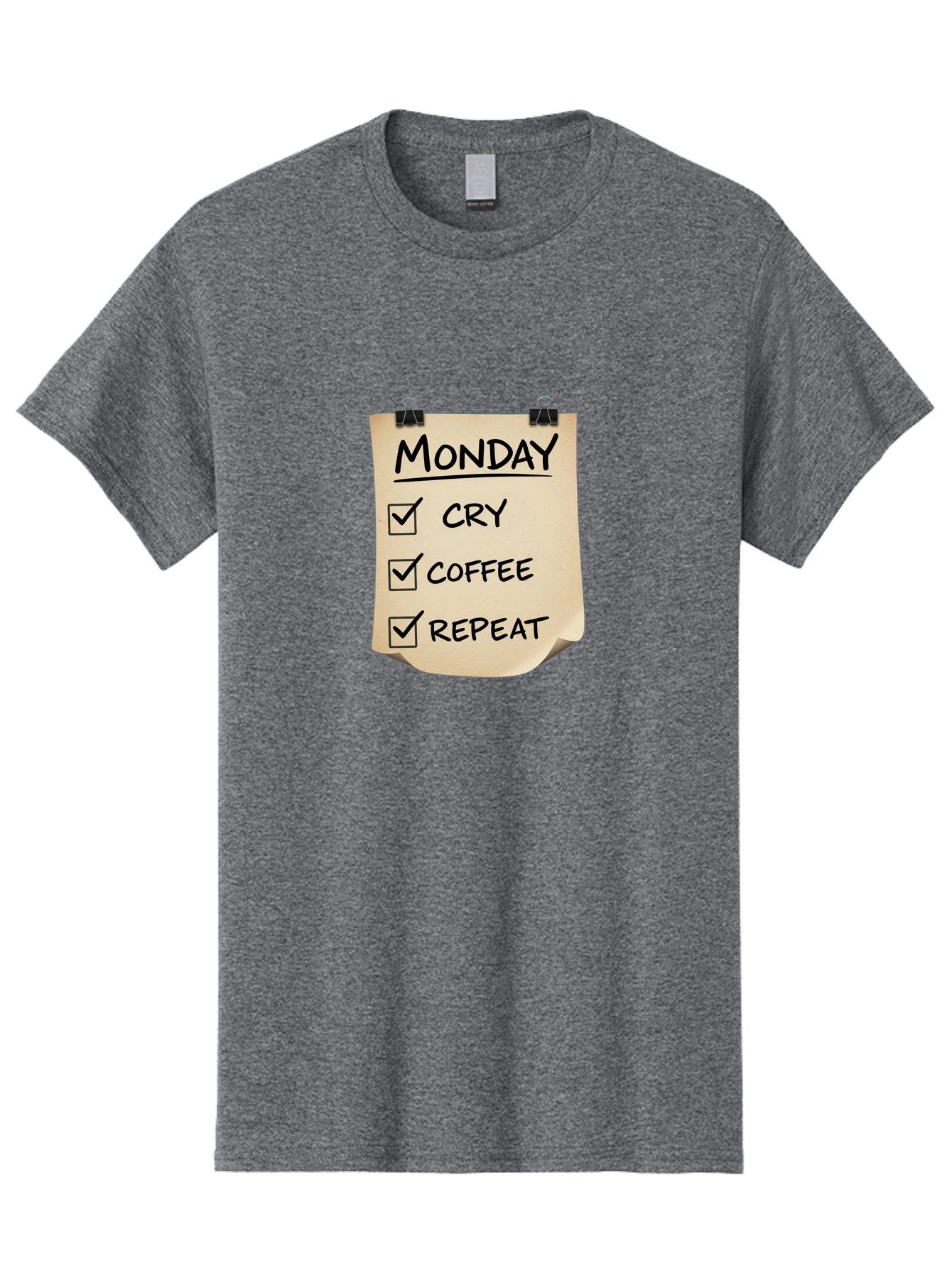 Monday-To-Do-List-1 Men'S Graphic Tee, 100% Cotton, Comfortable Casual Summer Wear, Machine Washable, Monday Motivation, Funny To-Do List, Humor, Coffee Lover, Cry Coffee Repeat, Monday Blues, Motivational Quote, Monday Humor Bae539