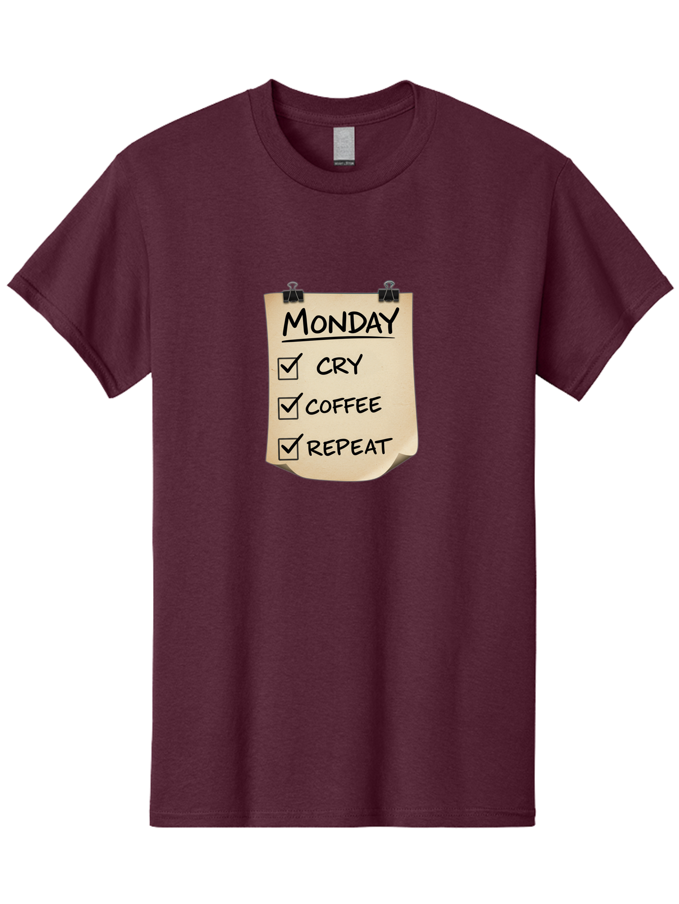 Monday-To-Do-List-1 Men'S Graphic Tee, 100% Cotton, Comfortable Casual Summer Wear, Machine Washable, Monday Motivation, Funny To-Do List, Humor, Coffee Lover, Cry Coffee Repeat, Monday Blues, Motivational Quote, Monday Humor Bae539