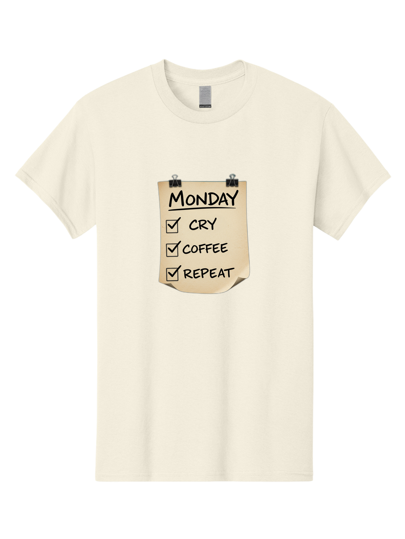 Monday-To-Do-List-1 Men'S Graphic Tee, 100% Cotton, Comfortable Casual Summer Wear, Machine Washable, Monday Motivation, Funny To-Do List, Humor, Coffee Lover, Cry Coffee Repeat, Monday Blues, Motivational Quote, Monday Humor Bae539