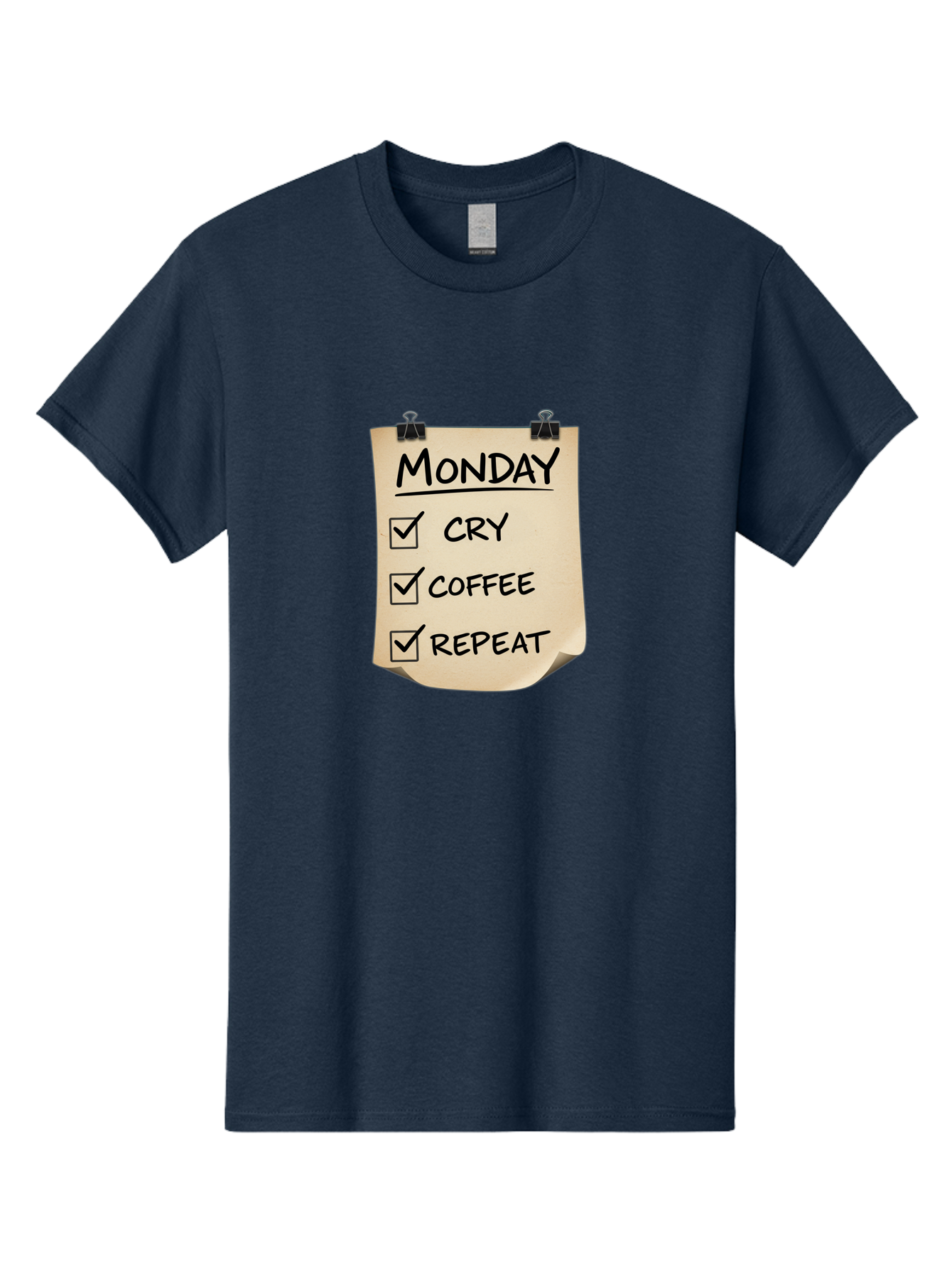 Monday-To-Do-List-1 Men'S Graphic Tee, 100% Cotton, Comfortable Casual Summer Wear, Machine Washable, Monday Motivation, Funny To-Do List, Humor, Coffee Lover, Cry Coffee Repeat, Monday Blues, Motivational Quote, Monday Humor Bae539