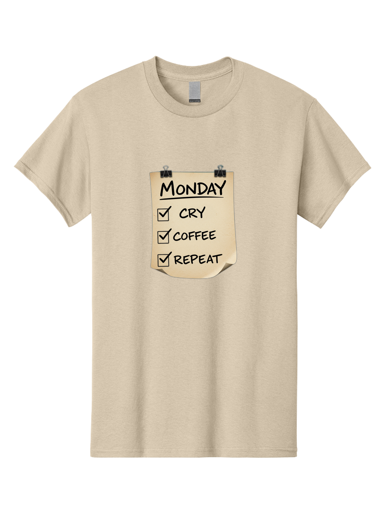 Monday-To-Do-List-1 Men'S Graphic Tee, 100% Cotton, Comfortable Casual Summer Wear, Machine Washable, Monday Motivation, Funny To-Do List, Humor, Coffee Lover, Cry Coffee Repeat, Monday Blues, Motivational Quote, Monday Humor Bae539