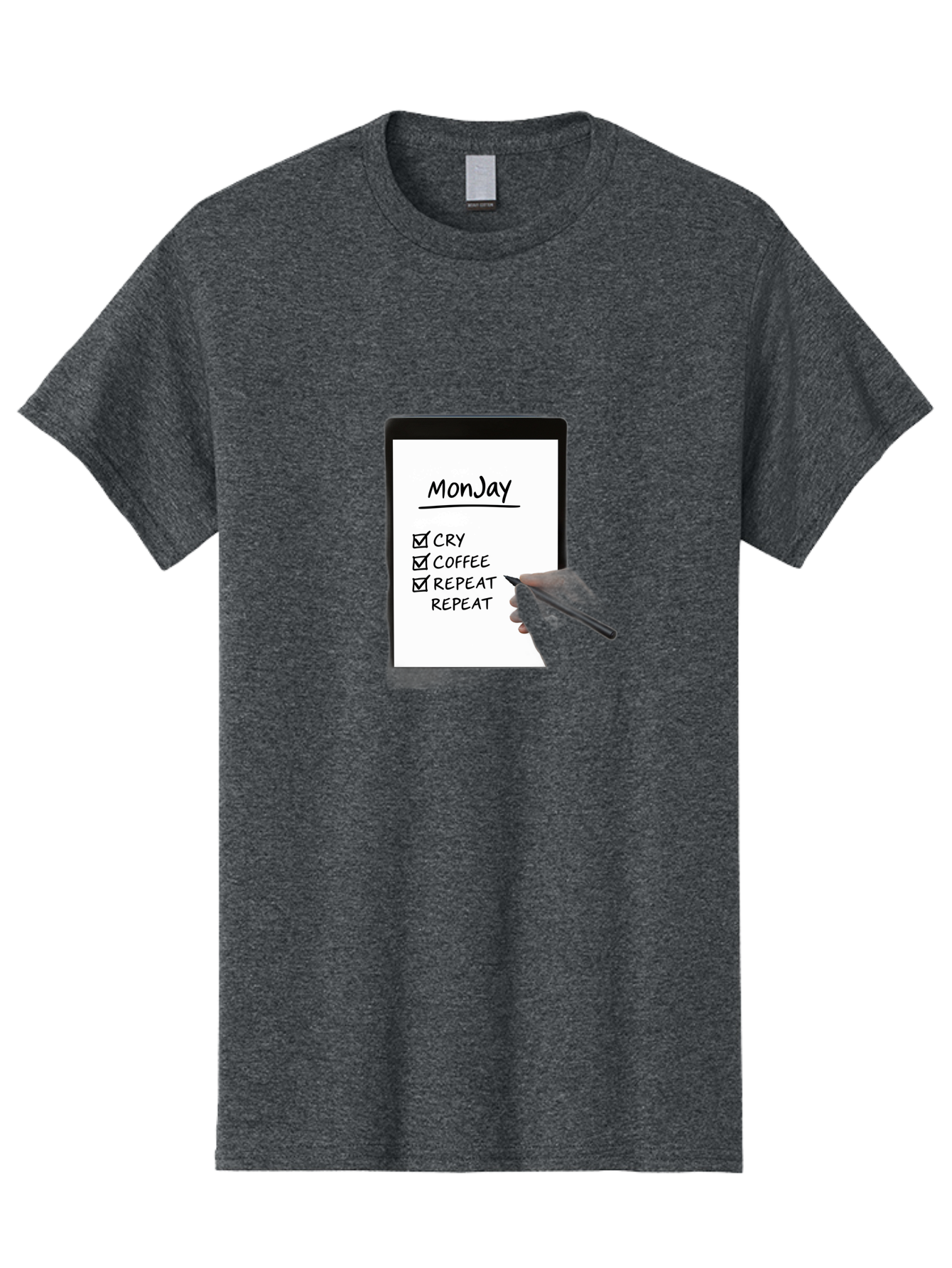 Monday-To-Do-List Men'S Graphic Tee, 100% Cotton, Comfortable Casual Summer Wear, Machine Washable, Monday To-Do List, Humorously Writing Task, Cry, Coffee, Repeat, Morning Routine Tasks, Checklist, Productivity, Task Management, Funny, Bae541