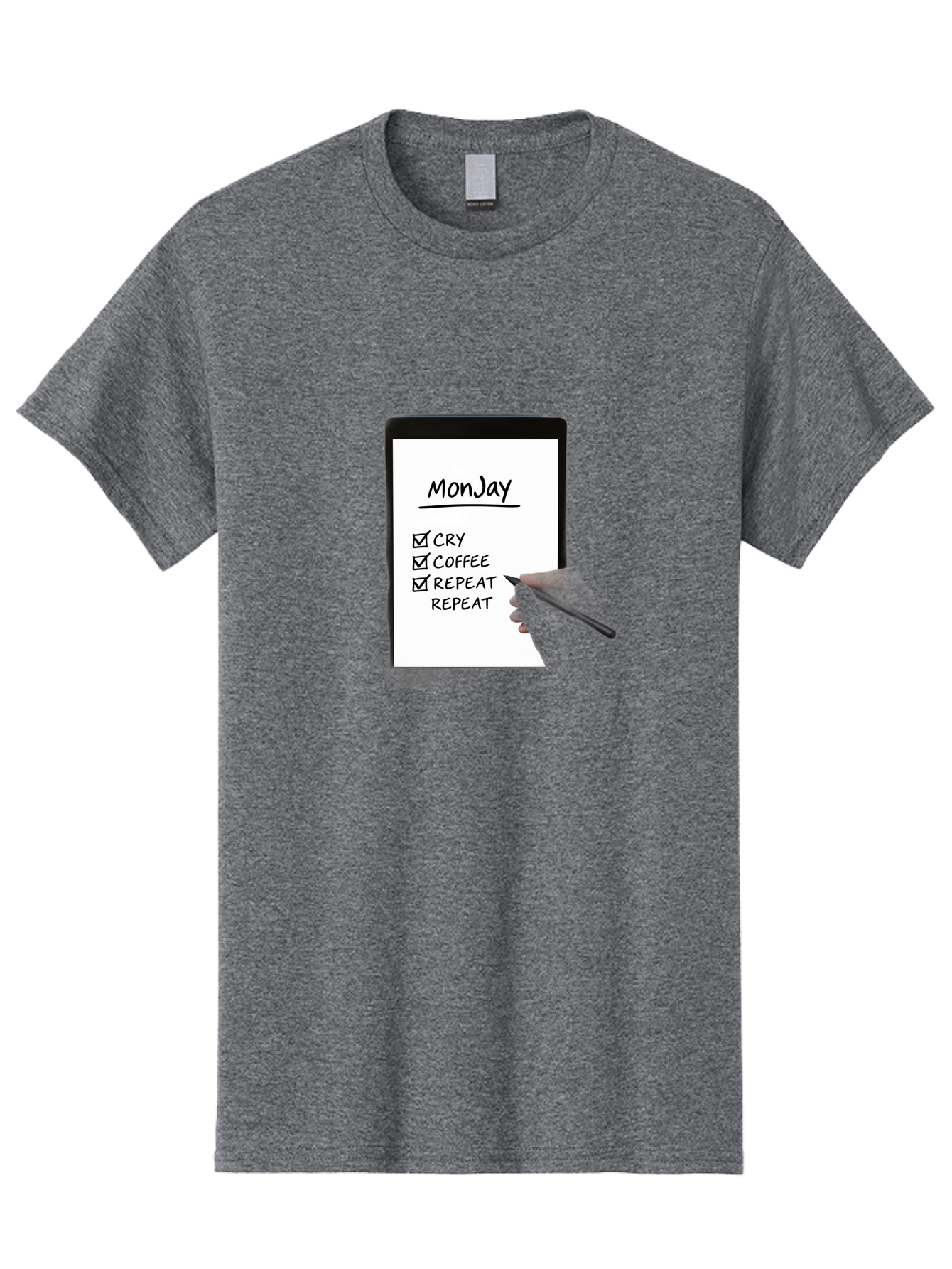 Monday-To-Do-List Men'S Graphic Tee, 100% Cotton, Comfortable Casual Summer Wear, Machine Washable, Monday To-Do List, Humorously Writing Task, Cry, Coffee, Repeat, Morning Routine Tasks, Checklist, Productivity, Task Management, Funny, Bae541