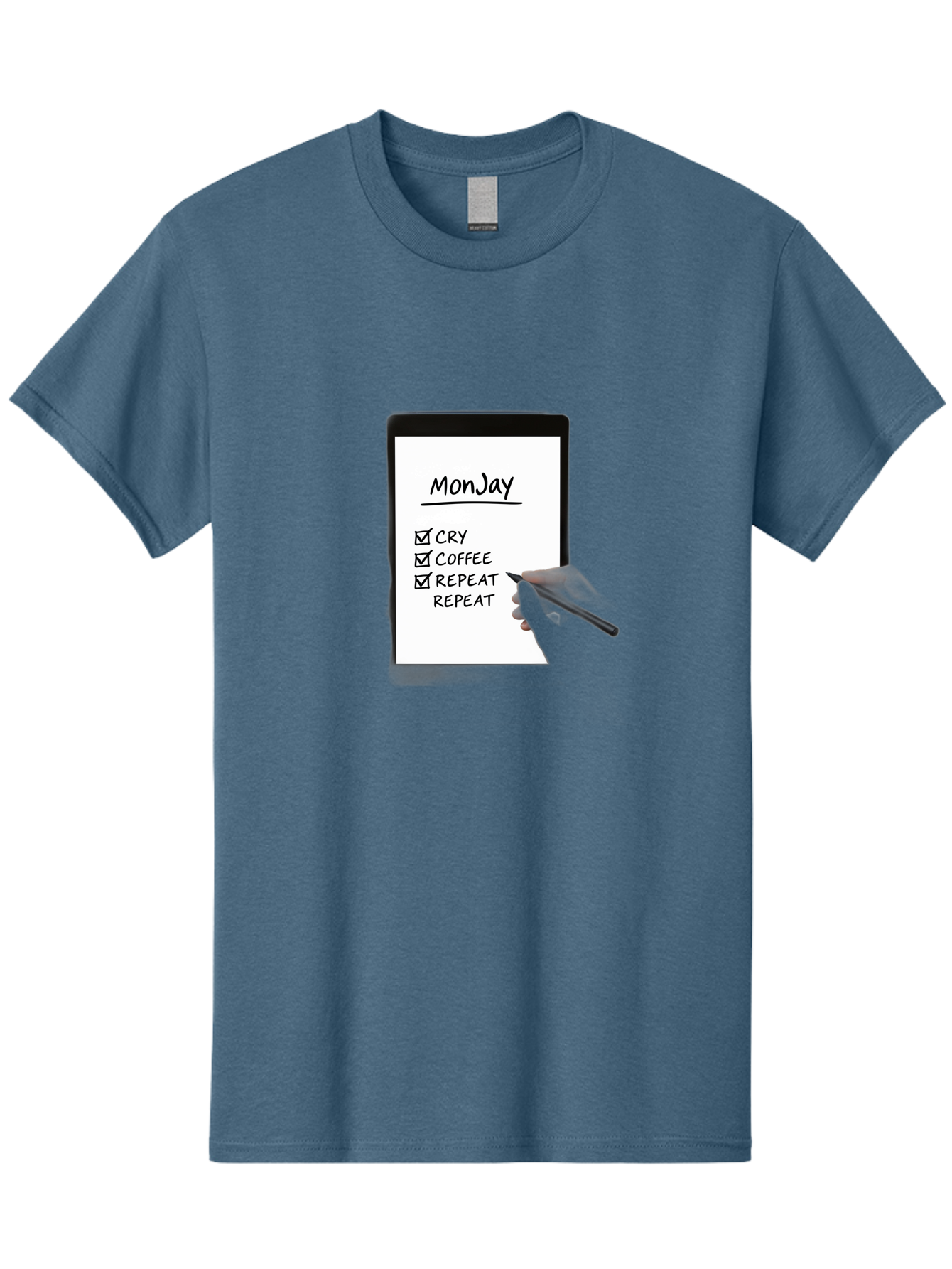 Monday-To-Do-List Men'S Graphic Tee, 100% Cotton, Comfortable Casual Summer Wear, Machine Washable, Monday To-Do List, Humorously Writing Task, Cry, Coffee, Repeat, Morning Routine Tasks, Checklist, Productivity, Task Management, Funny, Bae541