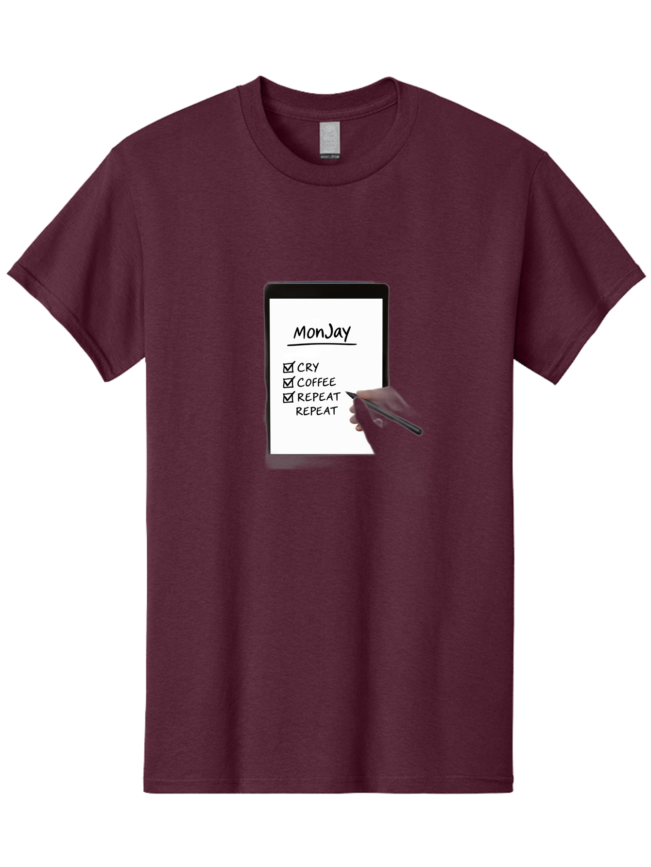 Monday-To-Do-List Men'S Graphic Tee, 100% Cotton, Comfortable Casual Summer Wear, Machine Washable, Monday To-Do List, Humorously Writing Task, Cry, Coffee, Repeat, Morning Routine Tasks, Checklist, Productivity, Task Management, Funny, Bae541
