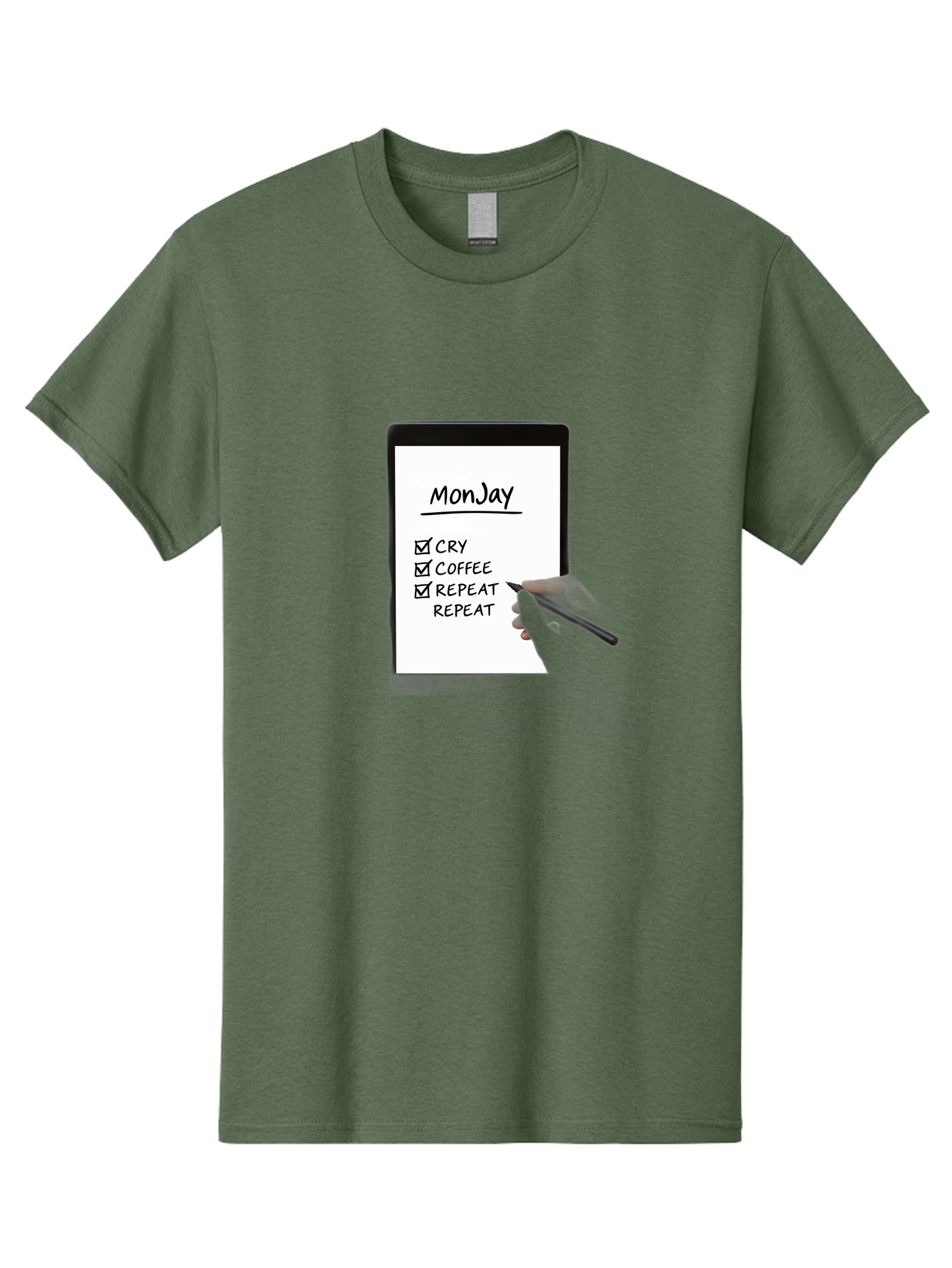 Monday-To-Do-List Men'S Graphic Tee, 100% Cotton, Comfortable Casual Summer Wear, Machine Washable, Monday To-Do List, Humorously Writing Task, Cry, Coffee, Repeat, Morning Routine Tasks, Checklist, Productivity, Task Management, Funny, Bae541