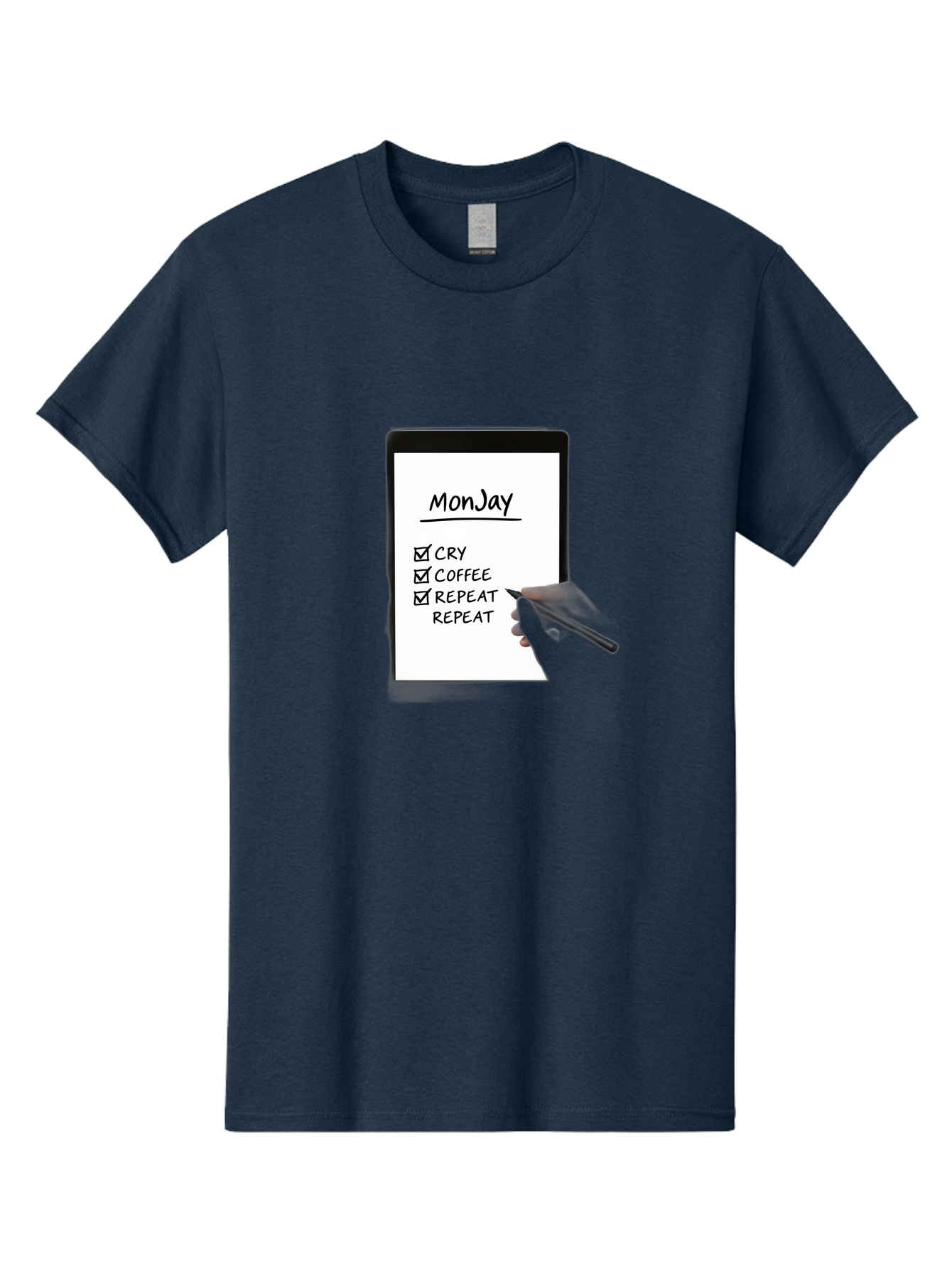 Monday-To-Do-List Men'S Graphic Tee, 100% Cotton, Comfortable Casual Summer Wear, Machine Washable, Monday To-Do List, Humorously Writing Task, Cry, Coffee, Repeat, Morning Routine Tasks, Checklist, Productivity, Task Management, Funny, Bae541