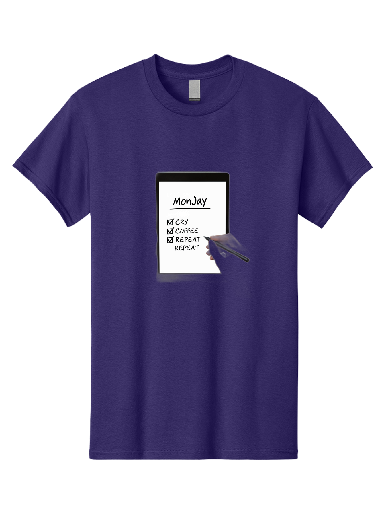 Monday-To-Do-List Men'S Graphic Tee, 100% Cotton, Comfortable Casual Summer Wear, Machine Washable, Monday To-Do List, Humorously Writing Task, Cry, Coffee, Repeat, Morning Routine Tasks, Checklist, Productivity, Task Management, Funny, Bae541