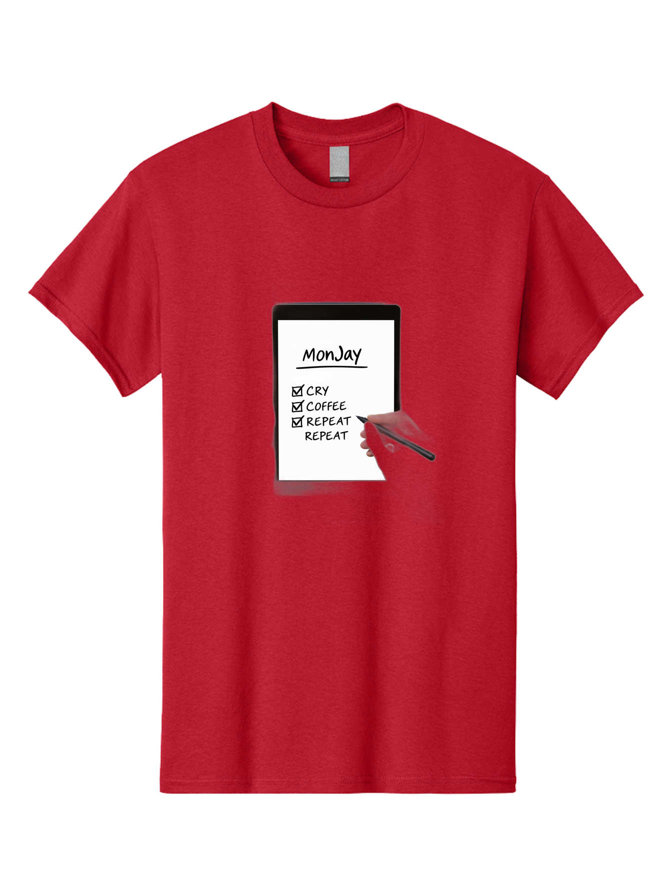Monday-To-Do-List Men'S Graphic Tee, 100% Cotton, Comfortable Casual Summer Wear, Machine Washable, Monday To-Do List, Humorously Writing Task, Cry, Coffee, Repeat, Morning Routine Tasks, Checklist, Productivity, Task Management, Funny, Bae541