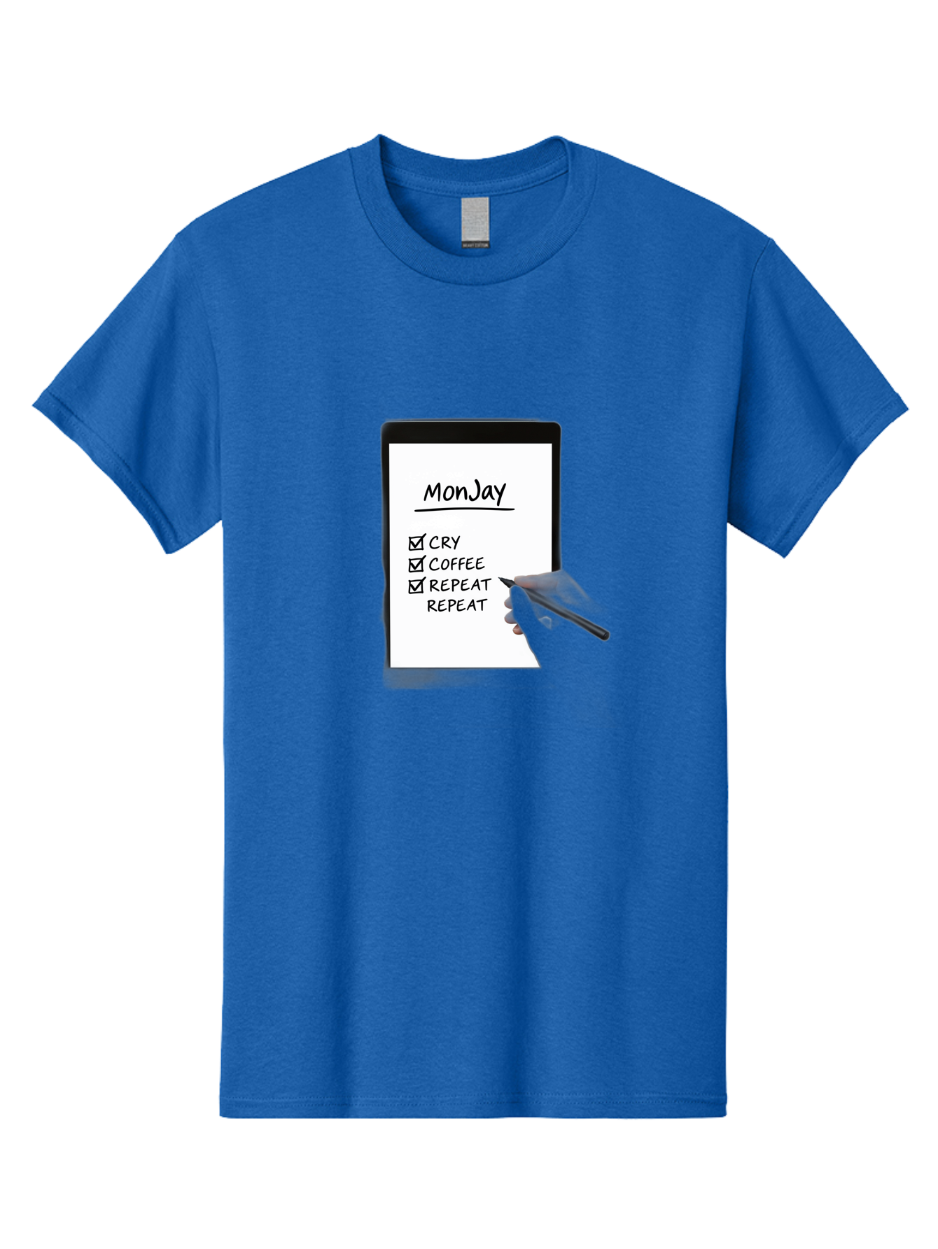 Monday-To-Do-List Men'S Graphic Tee, 100% Cotton, Comfortable Casual Summer Wear, Machine Washable, Monday To-Do List, Humorously Writing Task, Cry, Coffee, Repeat, Morning Routine Tasks, Checklist, Productivity, Task Management, Funny, Bae541