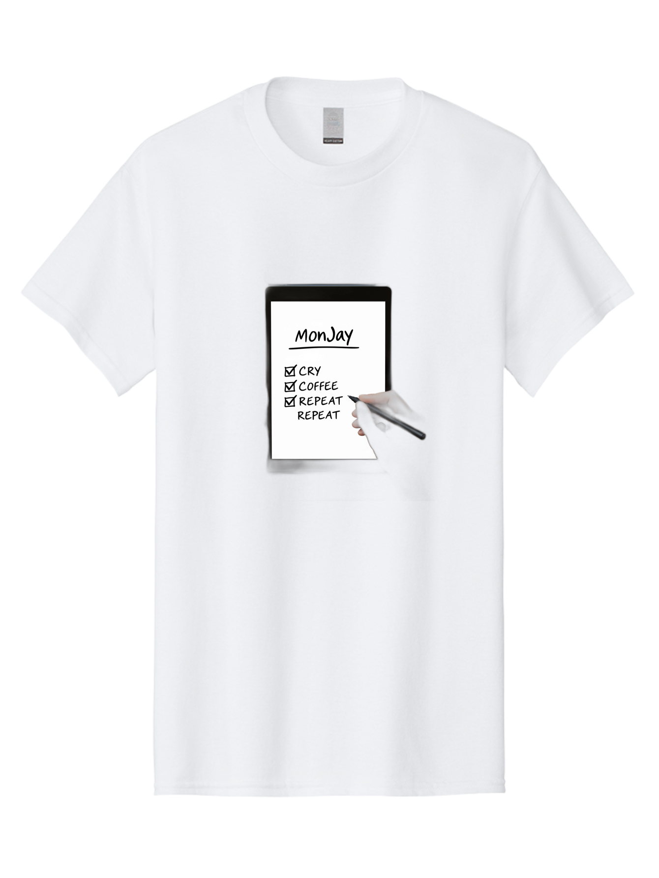 Monday-To-Do-List Men'S Graphic Tee, 100% Cotton, Comfortable Casual Summer Wear, Machine Washable, Monday To-Do List, Humorously Writing Task, Cry, Coffee, Repeat, Morning Routine Tasks, Checklist, Productivity, Task Management, Funny, Bae541