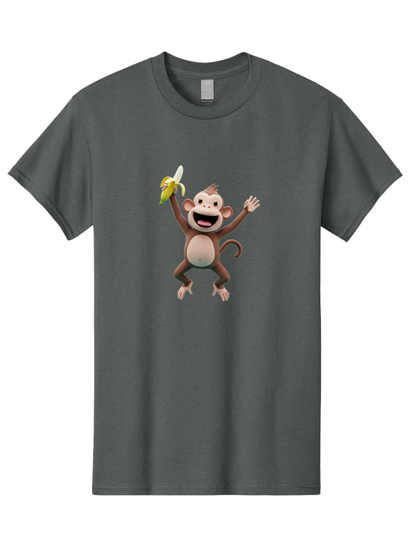 Monkey-With-Banana Men'S Graphic Tee, 100% Cotton, Comfortable Casual Summer Wear, Machine Washable, Cartoon Monkey, Playful Primate, Banana Treat, Funny Character, Joyful Expression, Animated Figure, Primate Portrait, Banana Snack, Bae543