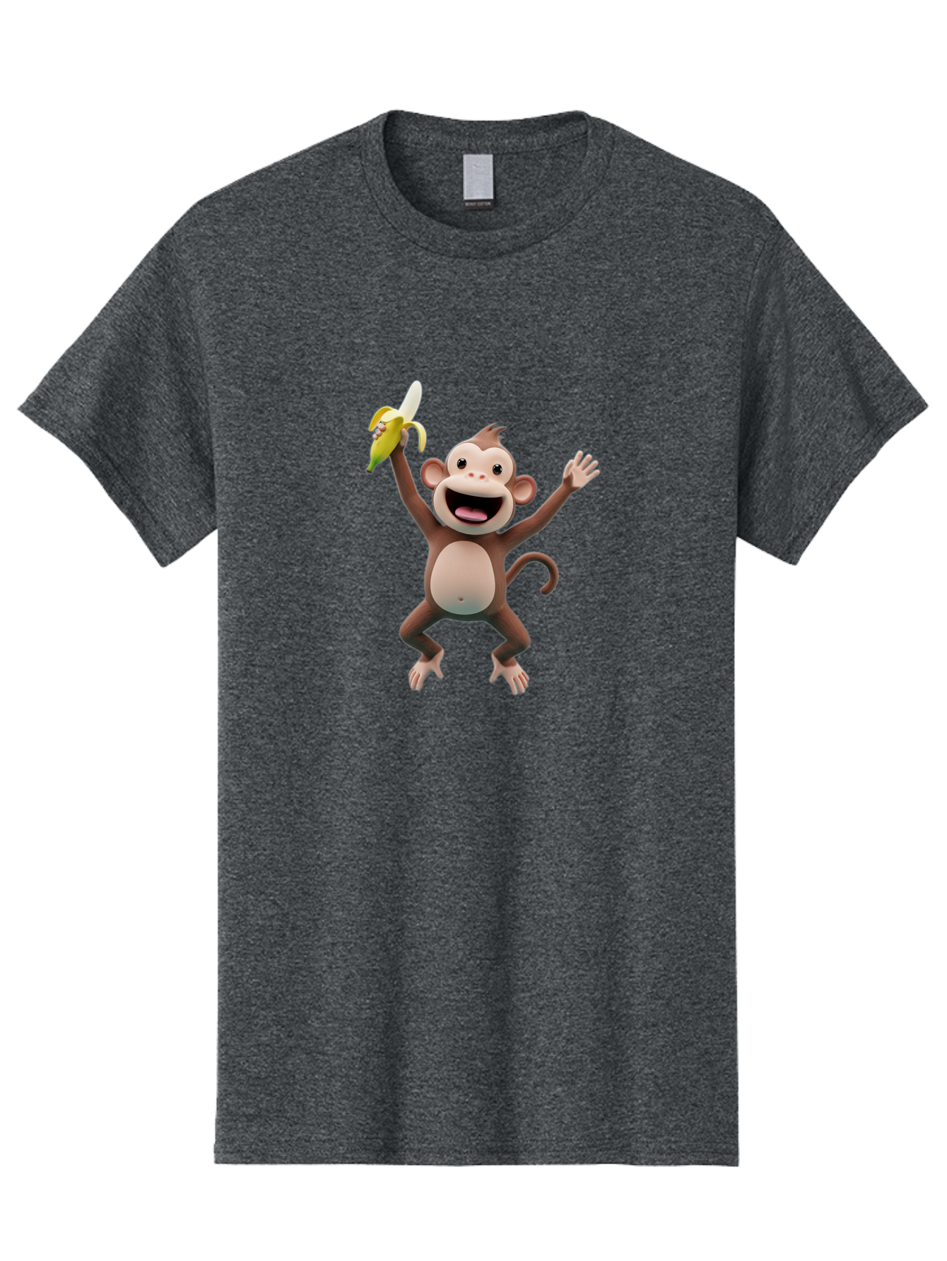 Monkey-With-Banana Men'S Graphic Tee, 100% Cotton, Comfortable Casual Summer Wear, Machine Washable, Cartoon Monkey, Playful Primate, Banana Treat, Funny Character, Joyful Expression, Animated Figure, Primate Portrait, Banana Snack, Bae543