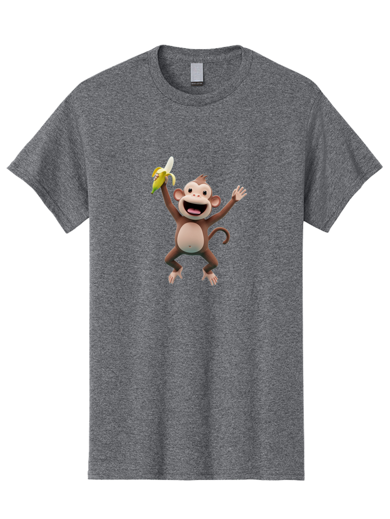 Monkey-With-Banana Men'S Graphic Tee, 100% Cotton, Comfortable Casual Summer Wear, Machine Washable, Cartoon Monkey, Playful Primate, Banana Treat, Funny Character, Joyful Expression, Animated Figure, Primate Portrait, Banana Snack, Bae543