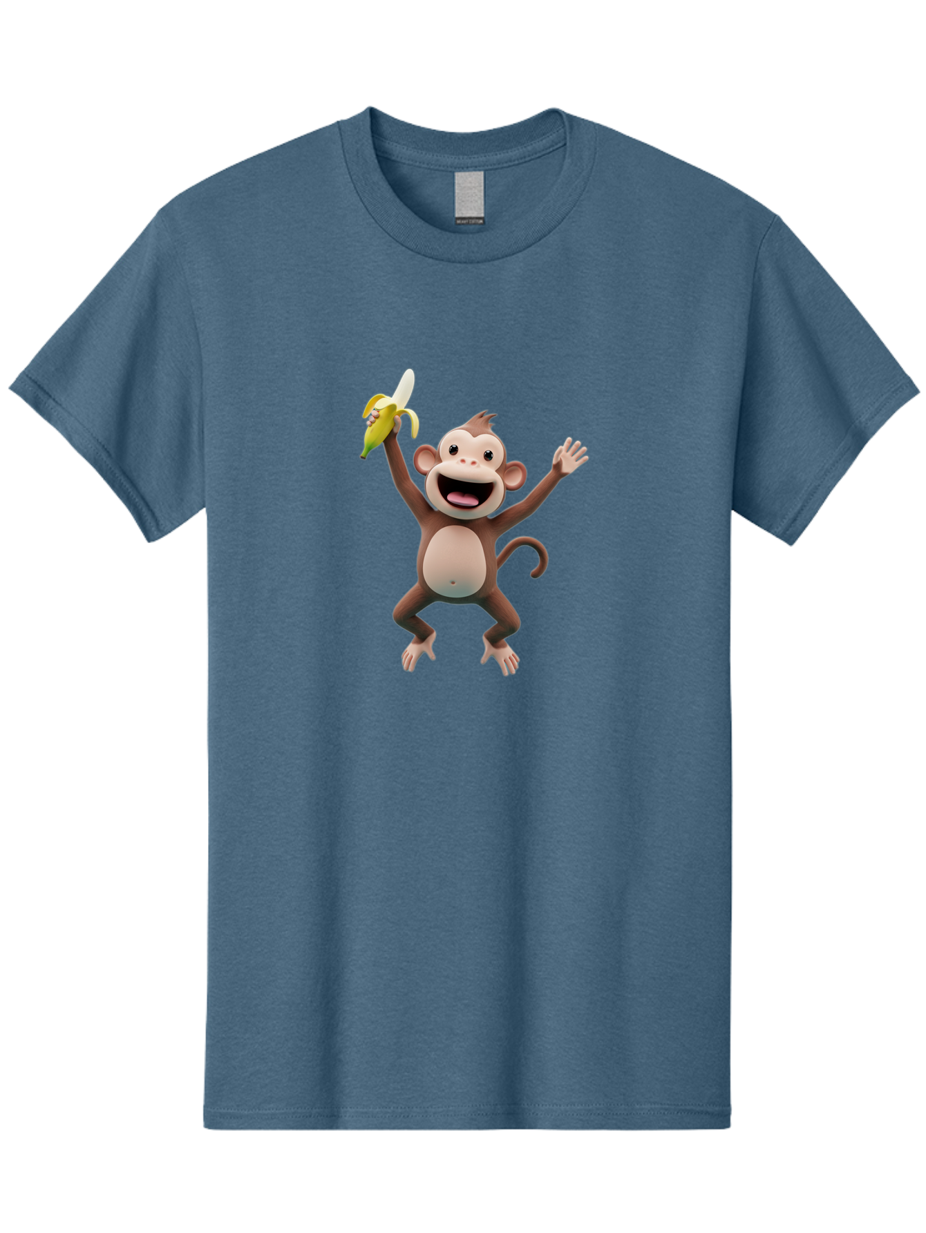 Monkey-With-Banana Men'S Graphic Tee, 100% Cotton, Comfortable Casual Summer Wear, Machine Washable, Cartoon Monkey, Playful Primate, Banana Treat, Funny Character, Joyful Expression, Animated Figure, Primate Portrait, Banana Snack, Bae543