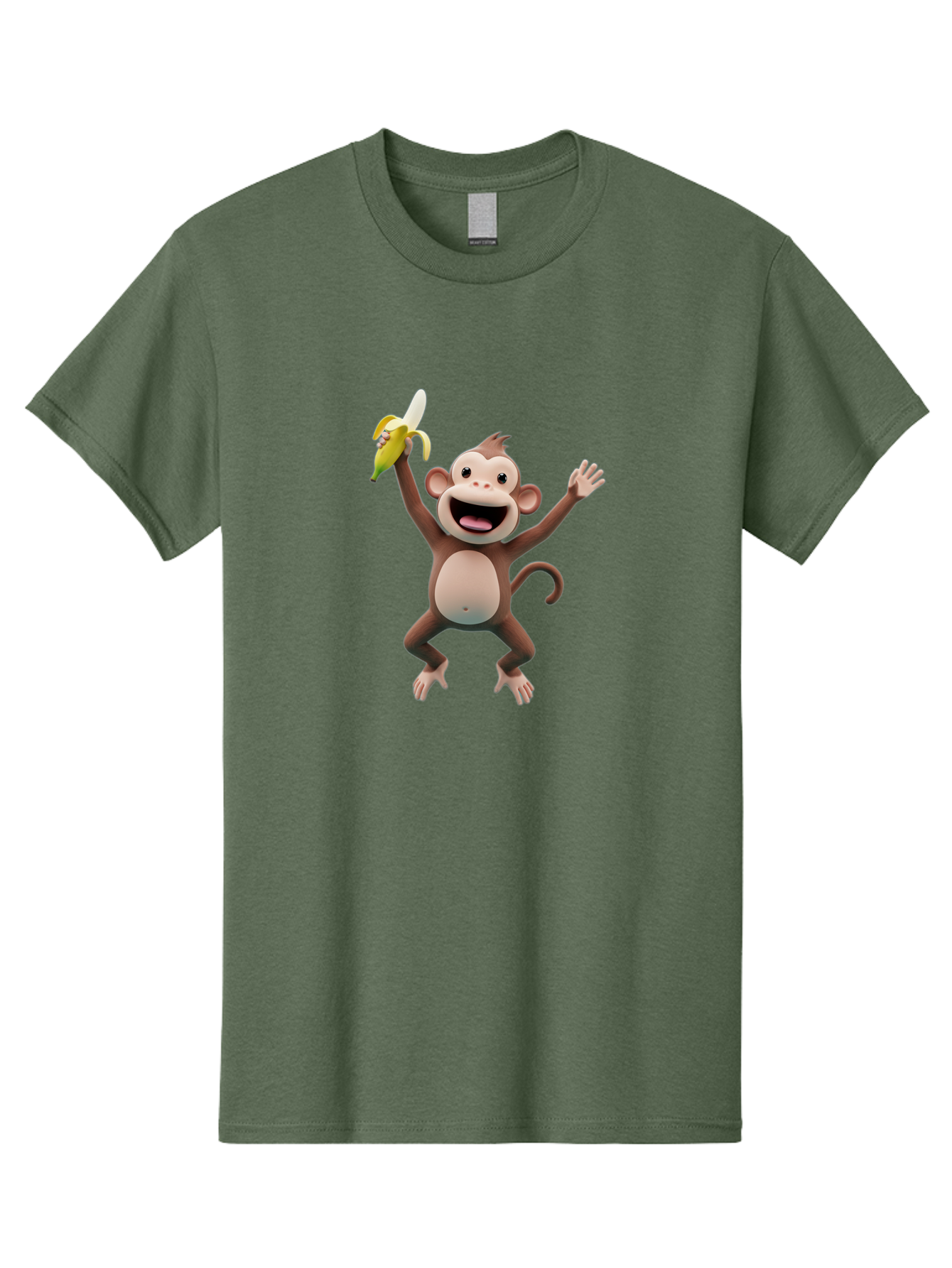 Monkey-With-Banana Men'S Graphic Tee, 100% Cotton, Comfortable Casual Summer Wear, Machine Washable, Cartoon Monkey, Playful Primate, Banana Treat, Funny Character, Joyful Expression, Animated Figure, Primate Portrait, Banana Snack, Bae543