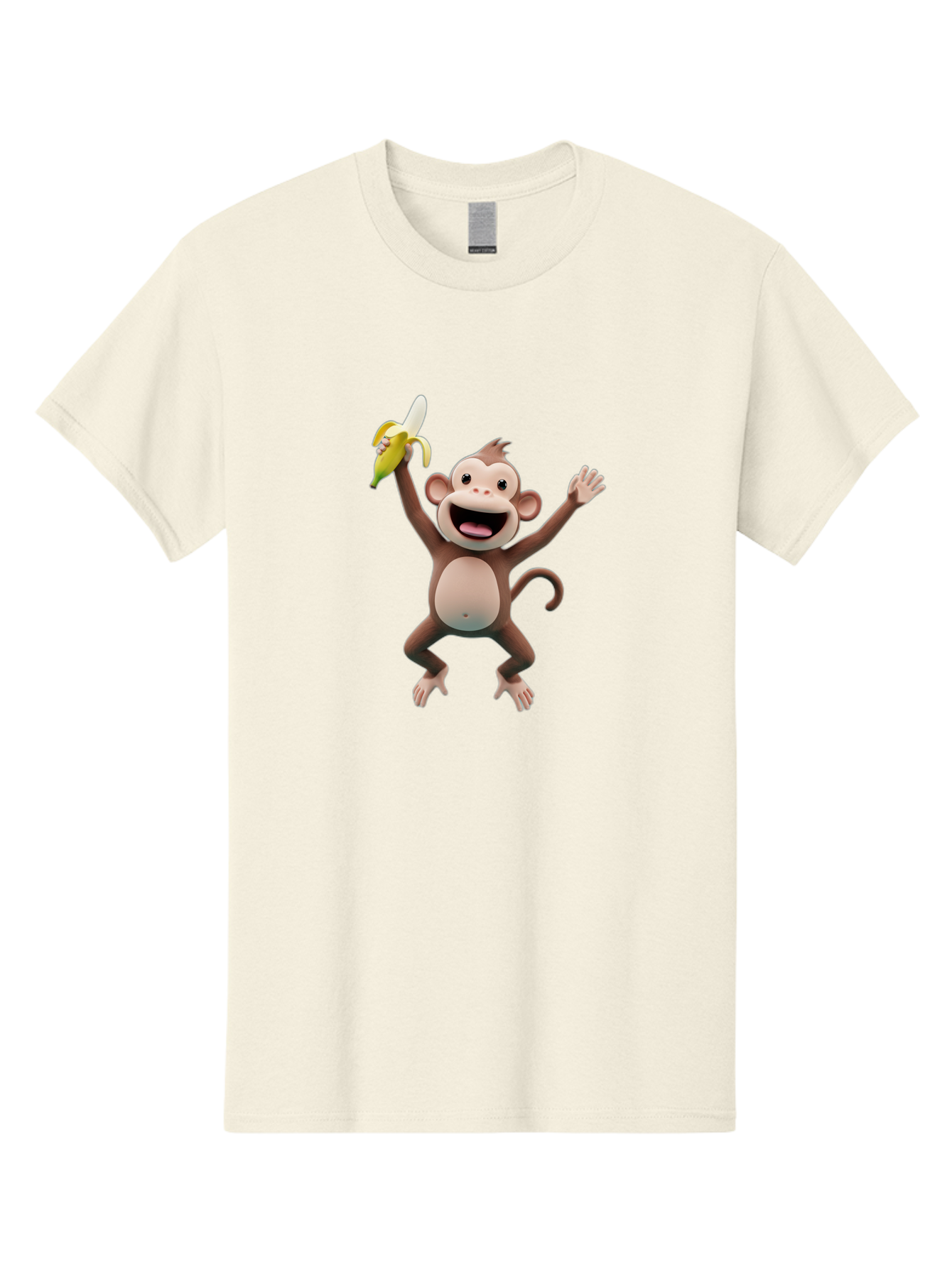 Monkey-With-Banana Men'S Graphic Tee, 100% Cotton, Comfortable Casual Summer Wear, Machine Washable, Cartoon Monkey, Playful Primate, Banana Treat, Funny Character, Joyful Expression, Animated Figure, Primate Portrait, Banana Snack, Bae543