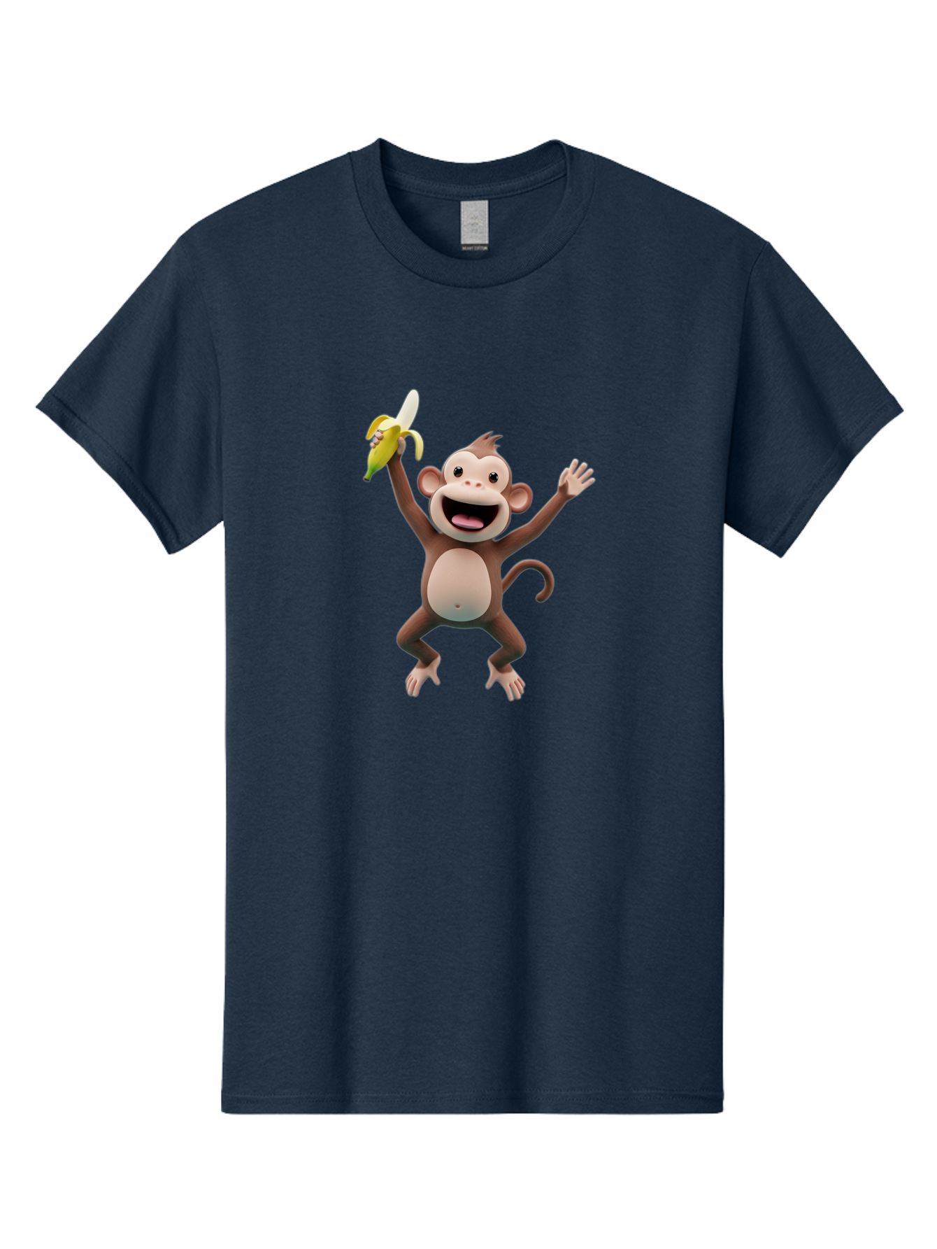 Monkey-With-Banana Men'S Graphic Tee, 100% Cotton, Comfortable Casual Summer Wear, Machine Washable, Cartoon Monkey, Playful Primate, Banana Treat, Funny Character, Joyful Expression, Animated Figure, Primate Portrait, Banana Snack, Bae543