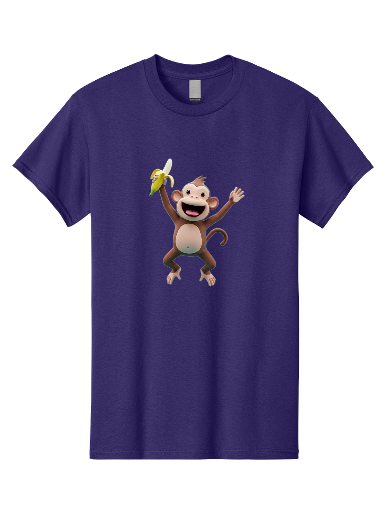 Monkey-With-Banana Men'S Graphic Tee, 100% Cotton, Comfortable Casual Summer Wear, Machine Washable, Cartoon Monkey, Playful Primate, Banana Treat, Funny Character, Joyful Expression, Animated Figure, Primate Portrait, Banana Snack, Bae543