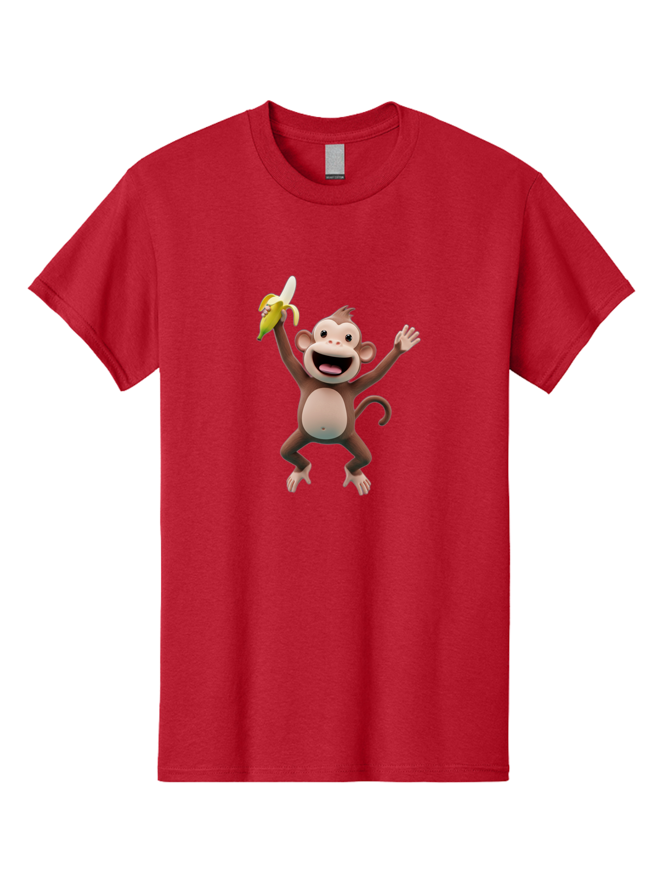 Monkey-With-Banana Men'S Graphic Tee, 100% Cotton, Comfortable Casual Summer Wear, Machine Washable, Cartoon Monkey, Playful Primate, Banana Treat, Funny Character, Joyful Expression, Animated Figure, Primate Portrait, Banana Snack, Bae543