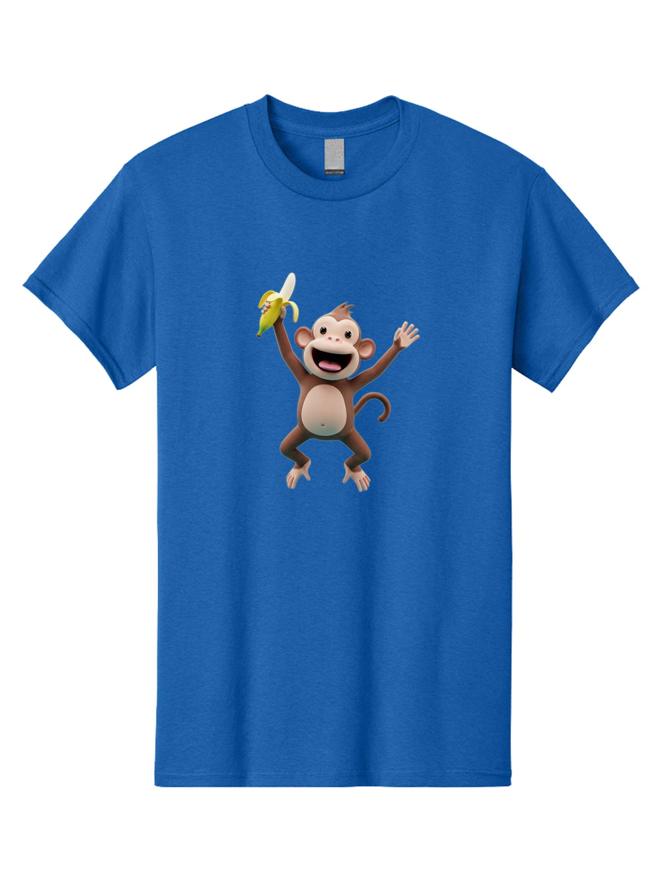 Monkey-With-Banana Men'S Graphic Tee, 100% Cotton, Comfortable Casual Summer Wear, Machine Washable, Cartoon Monkey, Playful Primate, Banana Treat, Funny Character, Joyful Expression, Animated Figure, Primate Portrait, Banana Snack, Bae543