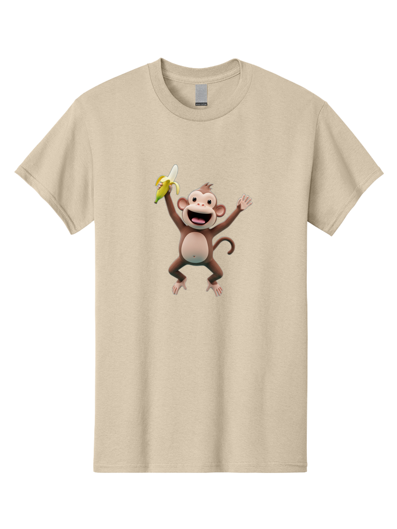 Monkey-With-Banana Men'S Graphic Tee, 100% Cotton, Comfortable Casual Summer Wear, Machine Washable, Cartoon Monkey, Playful Primate, Banana Treat, Funny Character, Joyful Expression, Animated Figure, Primate Portrait, Banana Snack, Bae543