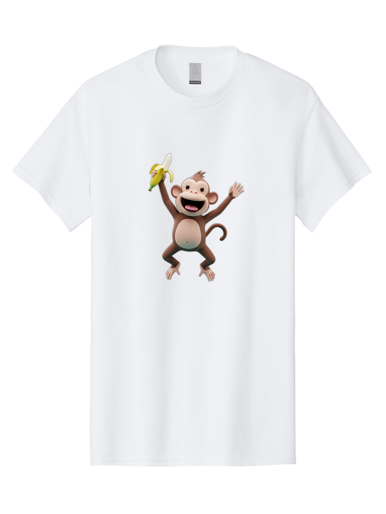 Monkey-With-Banana Men'S Graphic Tee, 100% Cotton, Comfortable Casual Summer Wear, Machine Washable, Cartoon Monkey, Playful Primate, Banana Treat, Funny Character, Joyful Expression, Animated Figure, Primate Portrait, Banana Snack, Bae543