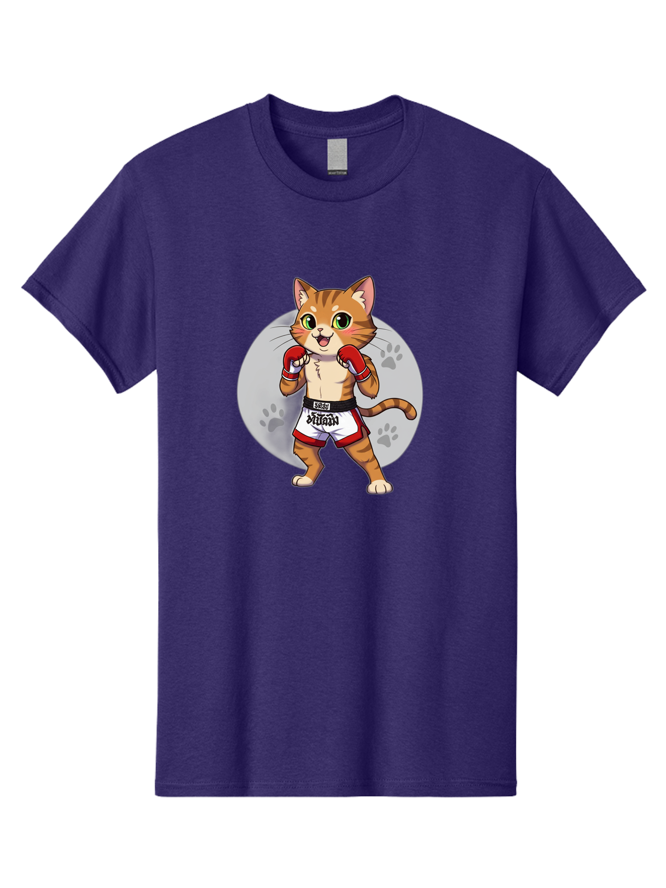 Muay-Thai-Cat-3 Men'S Graphic Tee, 100% Cotton, Comfortable Casual Summer Wear, Machine Washable, Cartoon Cat, Muay Thai Fighter, Boxing Gloves, Martial Arts, Animal Athlete, Boxing Shorts, Muay, Kitty, Fighting Cat, Boxing Cat, Muay Thai Cat Bae552