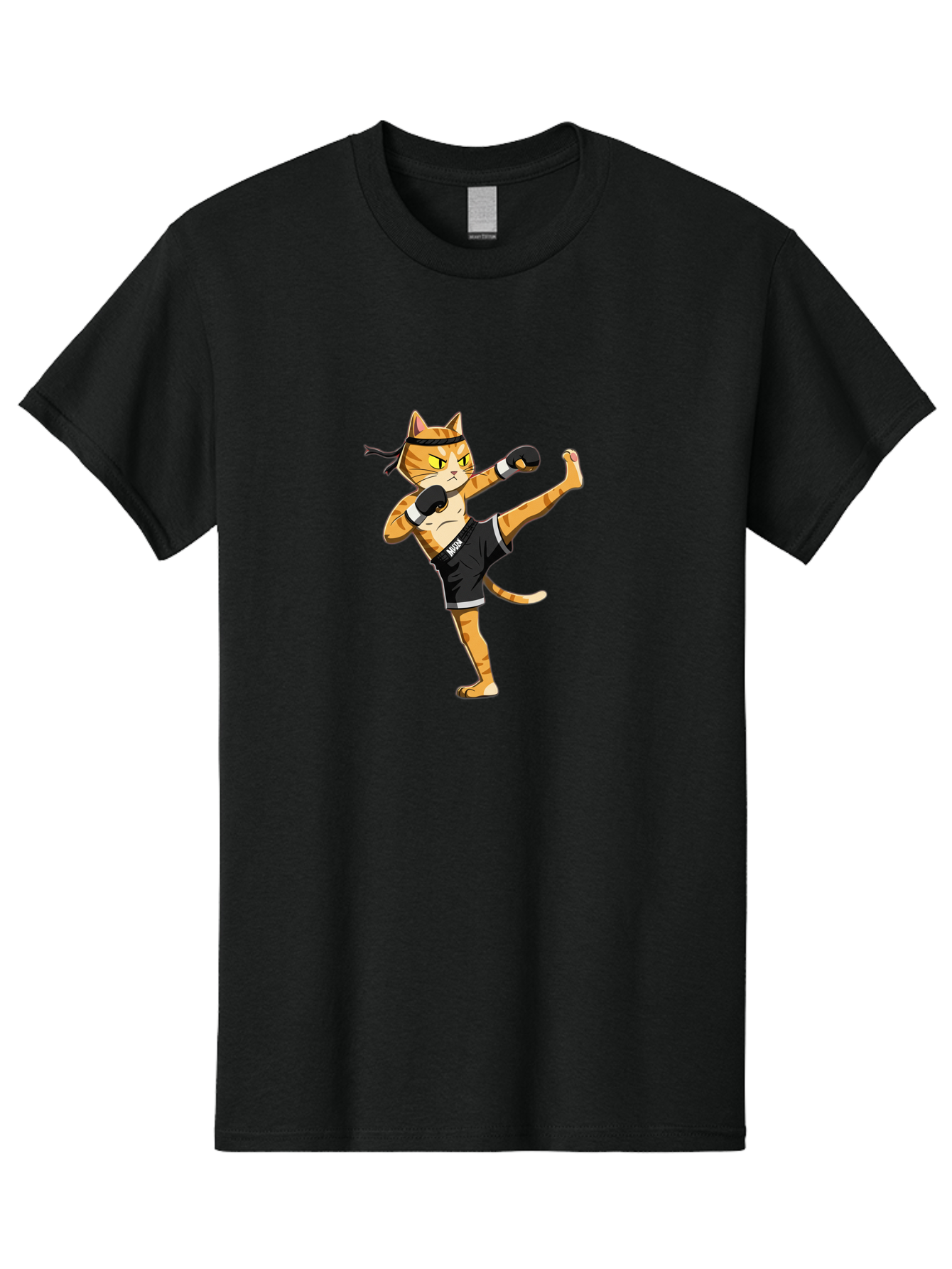 Muay Men'S Graphic Tee, 100% Cotton, Comfortable Casual Summer Wear, Machine Washable, Cartoon Cat, Muay Thai Fighter, Martial Arts, Kickboxing, Fighting Stance, Boxing Gloves, Muay, Ninja, Thai Boxing Bae564