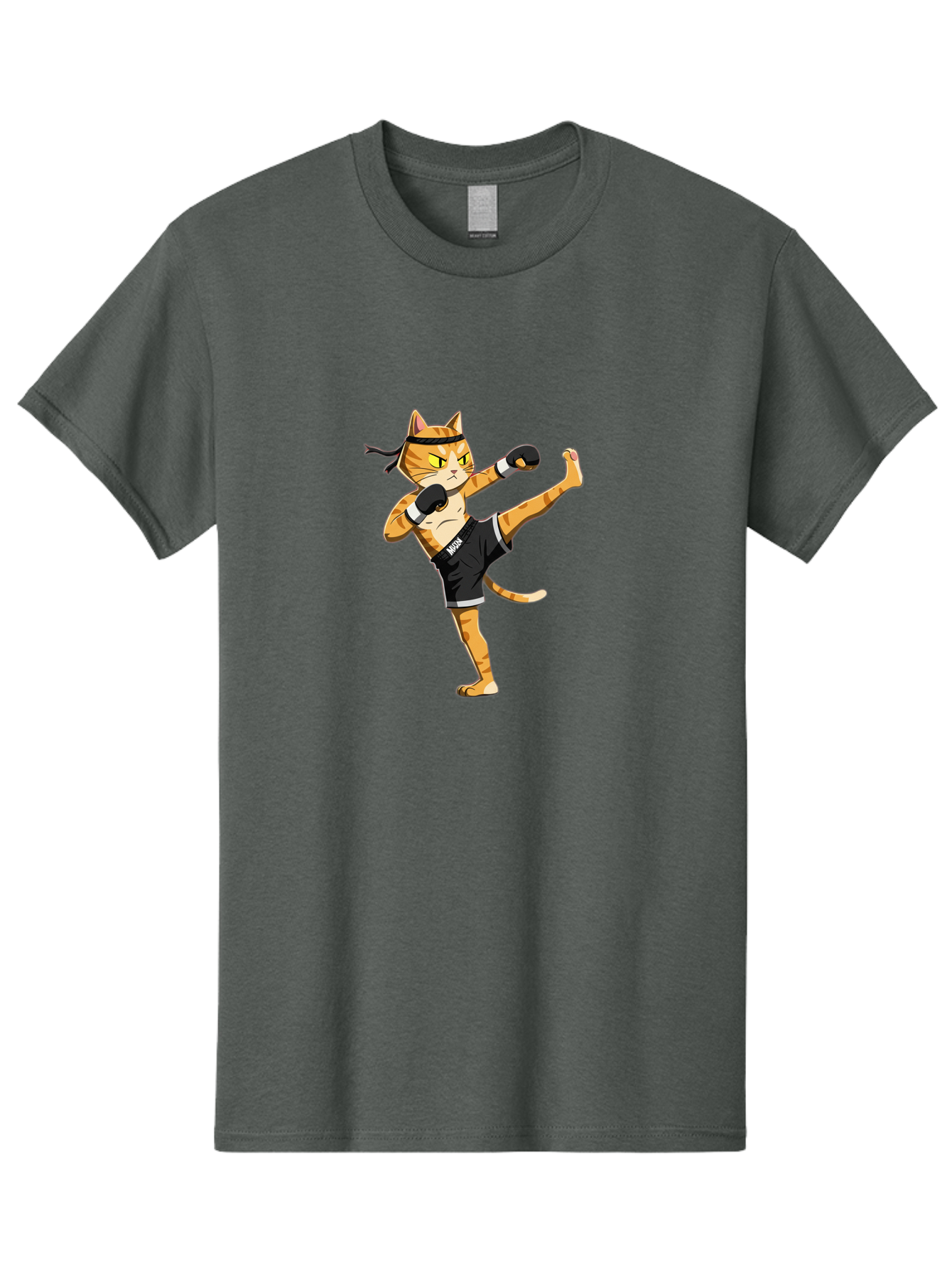 Muay Men'S Graphic Tee, 100% Cotton, Comfortable Casual Summer Wear, Machine Washable, Cartoon Cat, Muay Thai Fighter, Martial Arts, Kickboxing, Fighting Stance, Boxing Gloves, Muay, Ninja, Thai Boxing Bae564