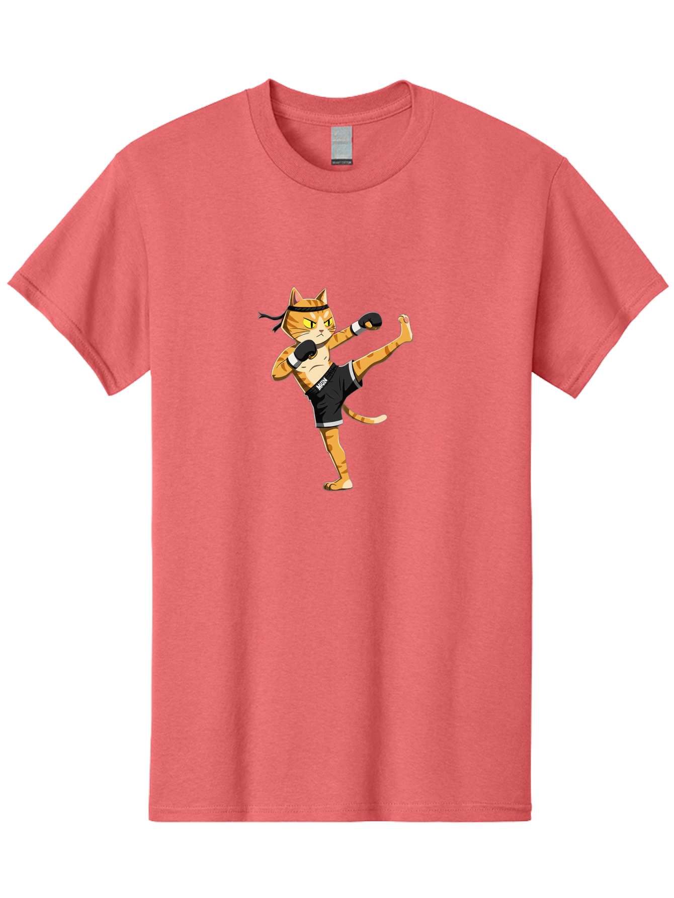 Muay Men'S Graphic Tee, 100% Cotton, Comfortable Casual Summer Wear, Machine Washable, Cartoon Cat, Muay Thai Fighter, Martial Arts, Kickboxing, Fighting Stance, Boxing Gloves, Muay, Ninja, Thai Boxing Bae564