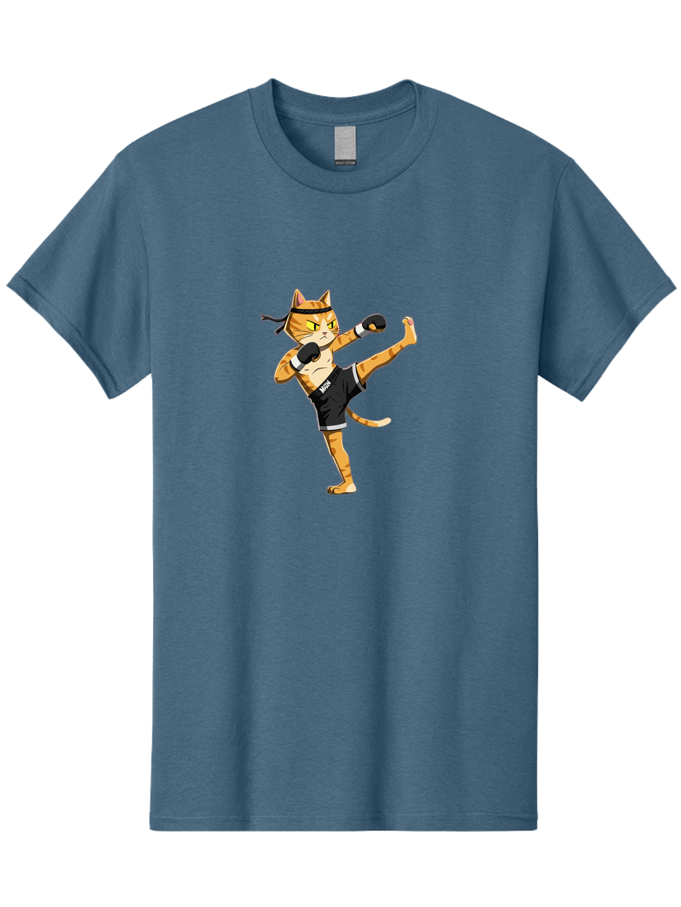 Muay Men'S Graphic Tee, 100% Cotton, Comfortable Casual Summer Wear, Machine Washable, Cartoon Cat, Muay Thai Fighter, Martial Arts, Kickboxing, Fighting Stance, Boxing Gloves, Muay, Ninja, Thai Boxing Bae564