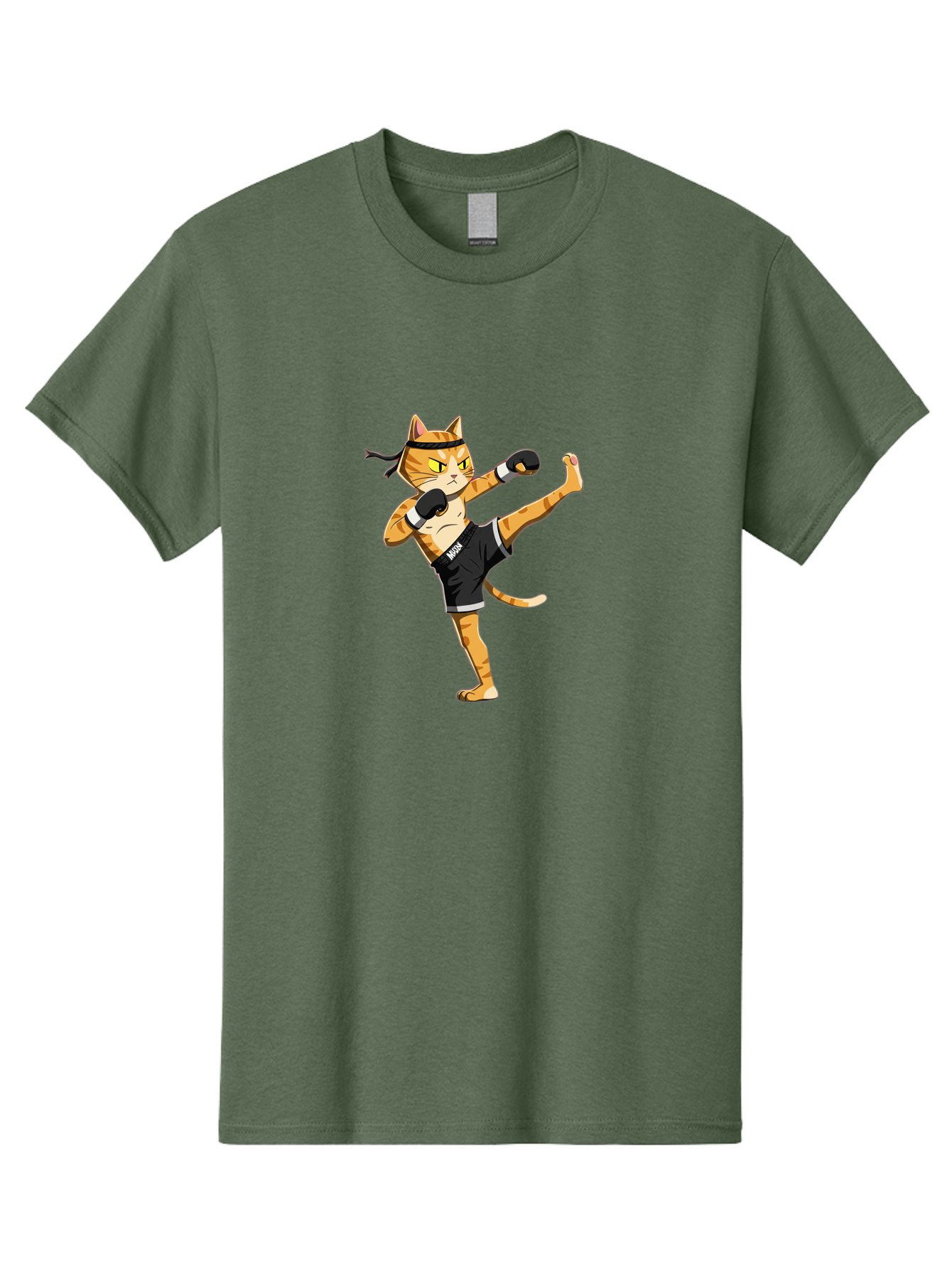 Muay Men'S Graphic Tee, 100% Cotton, Comfortable Casual Summer Wear, Machine Washable, Cartoon Cat, Muay Thai Fighter, Martial Arts, Kickboxing, Fighting Stance, Boxing Gloves, Muay, Ninja, Thai Boxing Bae564