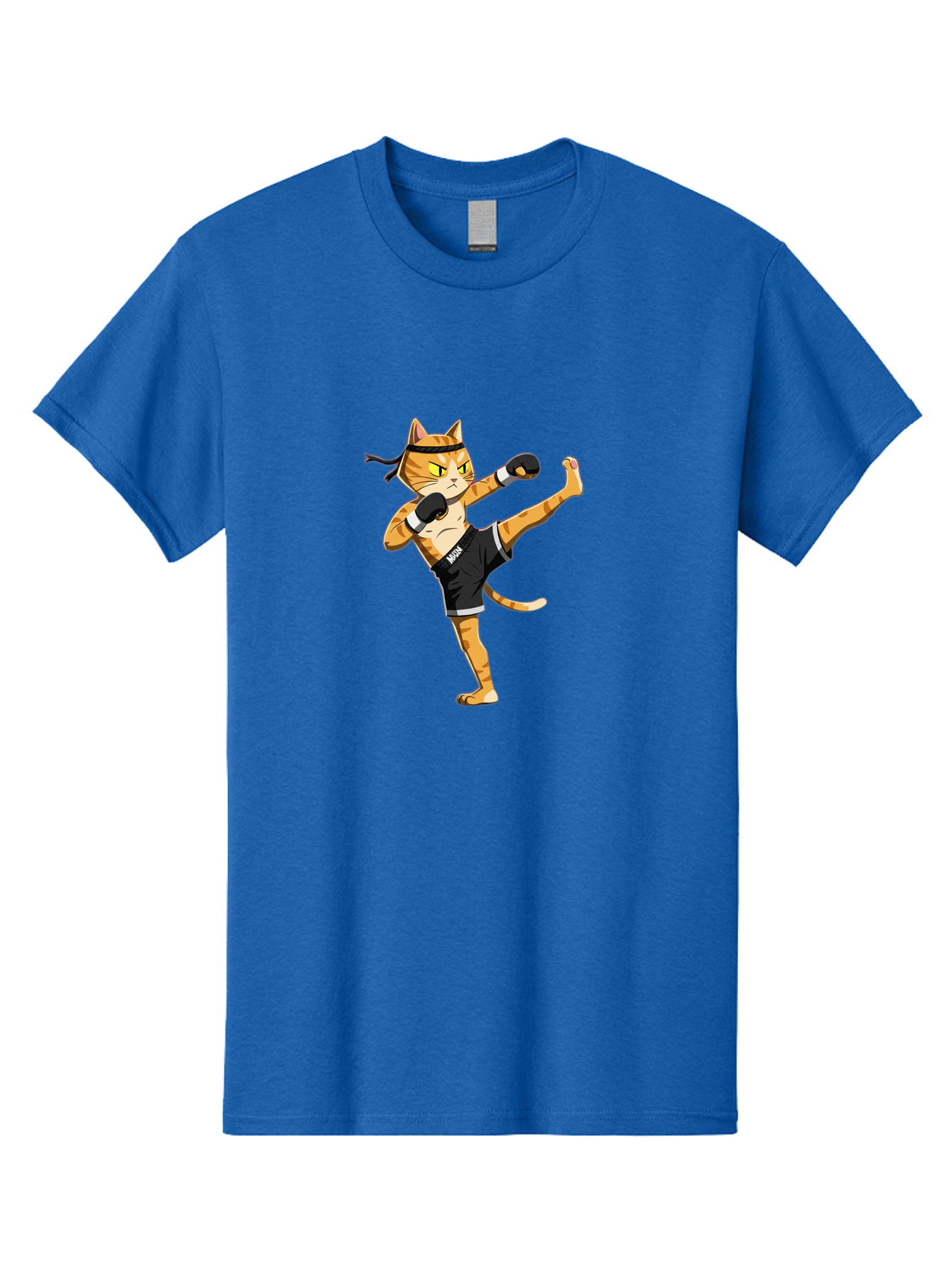 Muay Men'S Graphic Tee, 100% Cotton, Comfortable Casual Summer Wear, Machine Washable, Cartoon Cat, Muay Thai Fighter, Martial Arts, Kickboxing, Fighting Stance, Boxing Gloves, Muay, Ninja, Thai Boxing Bae564