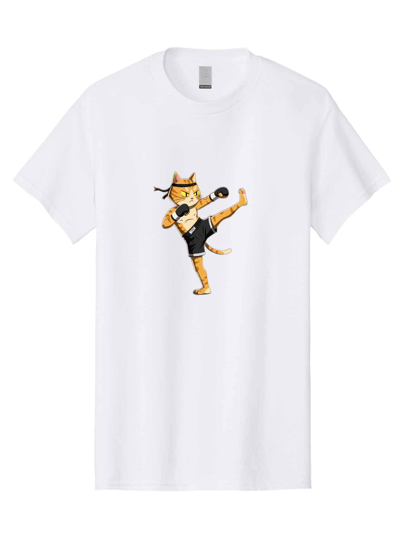 Muay Men'S Graphic Tee, 100% Cotton, Comfortable Casual Summer Wear, Machine Washable, Cartoon Cat, Muay Thai Fighter, Martial Arts, Kickboxing, Fighting Stance, Boxing Gloves, Muay, Ninja, Thai Boxing Bae564