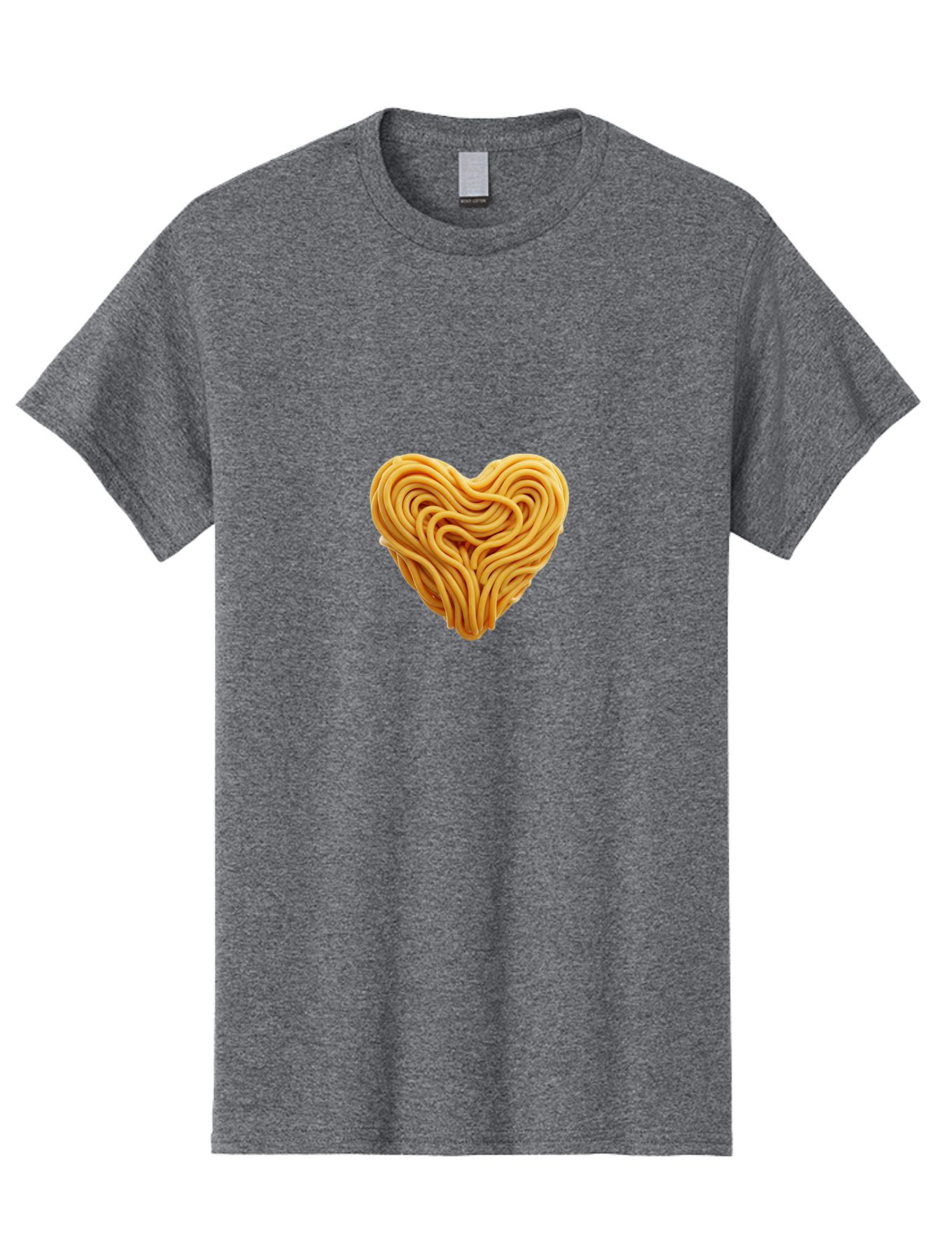 Noodles-Heart Men'S Graphic Tee, 100% Cotton, Comfortable Casual Summer Wear, Machine Washable, Heart Shaped Noodles, Creative Food Art, Noodle Design, Heart Made Of Noodles, Food Creativity, Unique Culinary Art, Noodle Heart, Food Styling Bae568