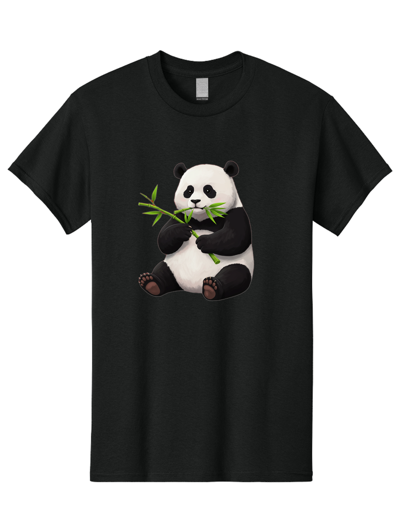 Panda-1 Men'S Graphic Tee, 100% Cotton, Comfortable Casual Summer Wear, Machine Washable, Panda Eating Bamboo, Cartoon Panda, Cute Panda, Adorable Animal, Bamboo Shoots, Black And White Panda, Sitting Panda, Playful Bear, Bamboo Leaves, Bae573